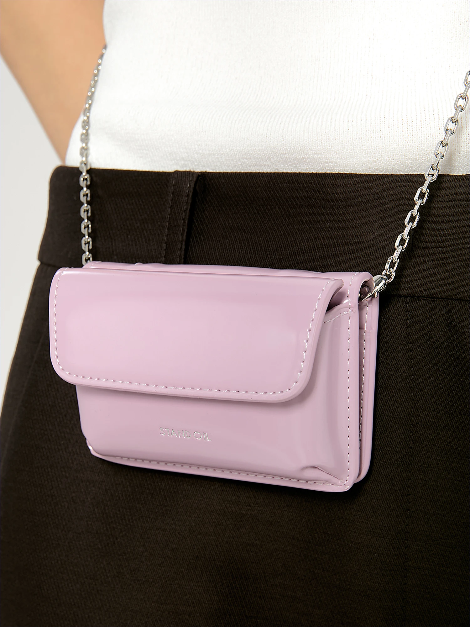 Женская сумка STAND OIL Chubby Wallet Glossy Vintage Pink