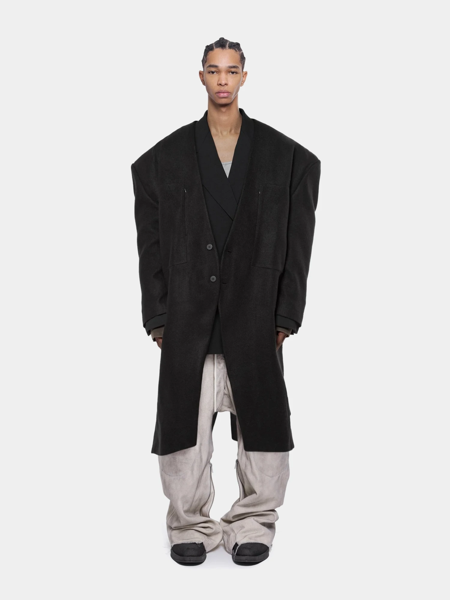 Пальто ARNODEFRANCE Collarless Wool Coat Black