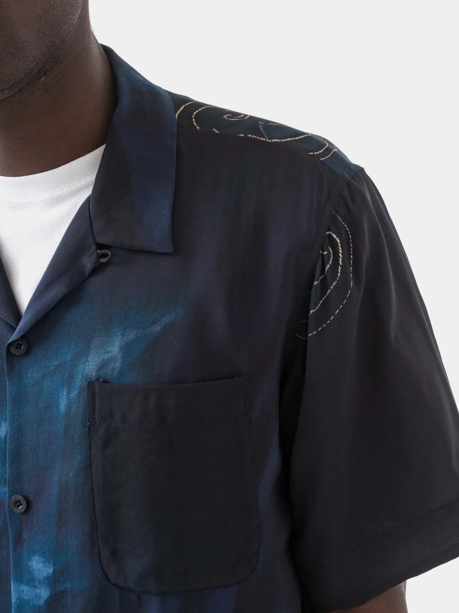 Рубашка MAHARISHI 6230 Boro Crane Camp Collar Indigo