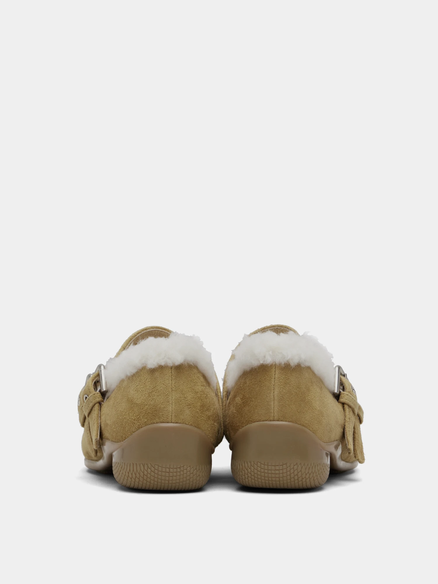 Женские балетки OPEN YY Shearling Heart Stud Brown