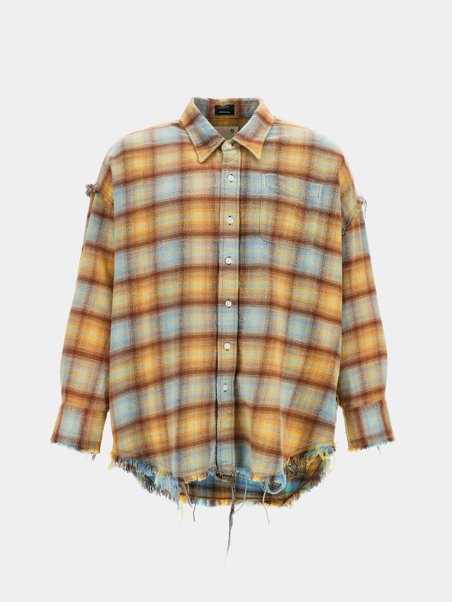 Женская рубашка R13 Shredded Seam Drop Neck Yellow Plaid