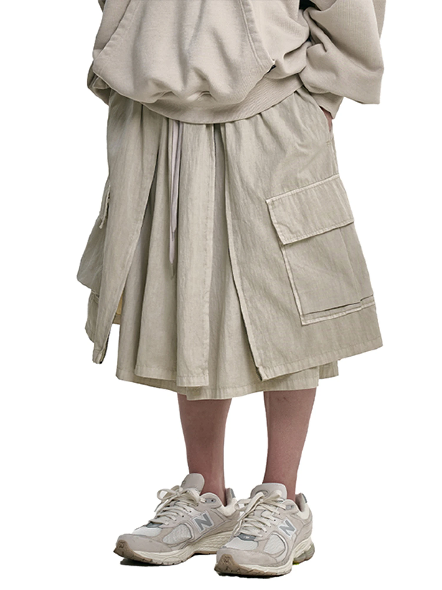 Шорты AJOBYAJO Washed Layered Zip-Up Ivory