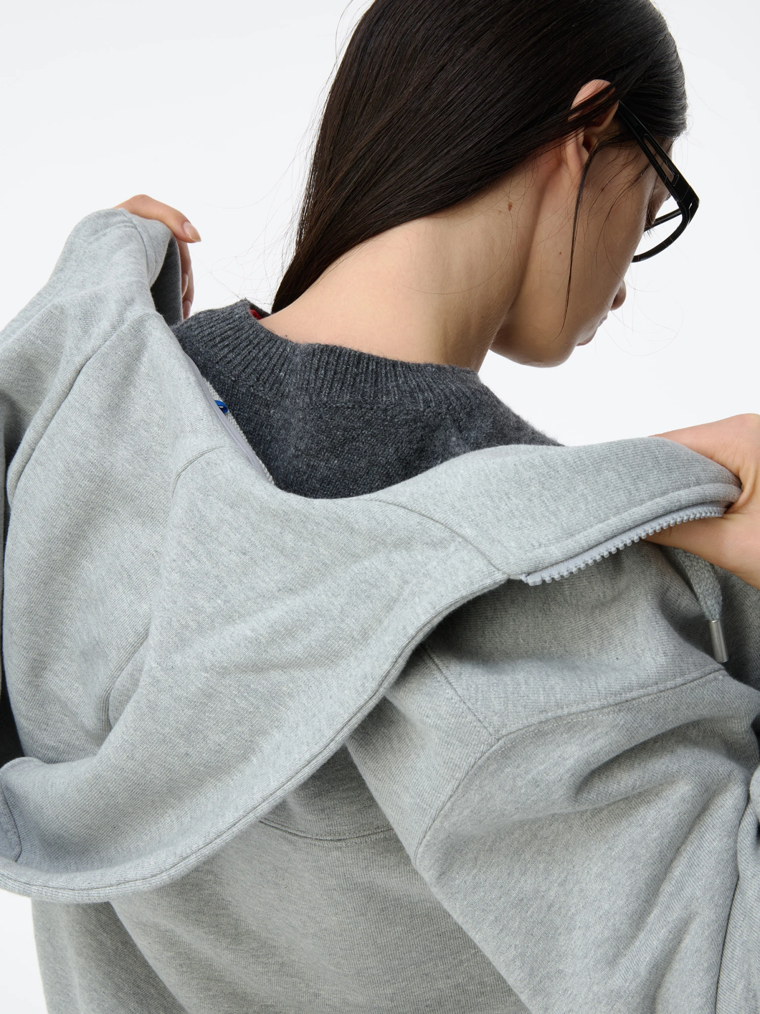 Зип-худи ADERERROR Sig; BL Tag 01 Grey