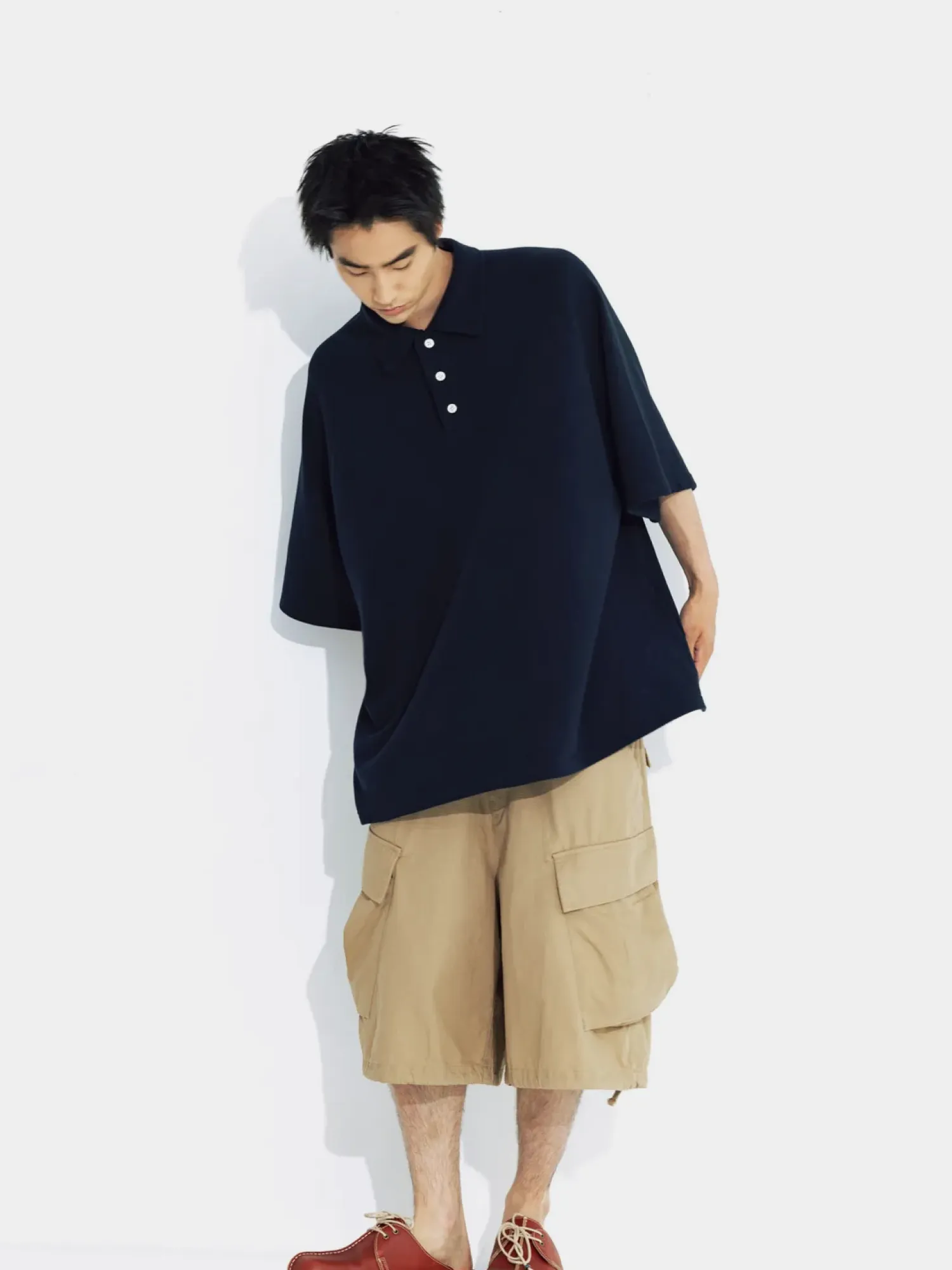 Поло ANGLAN Raglan Pique Polo Shirt Navy