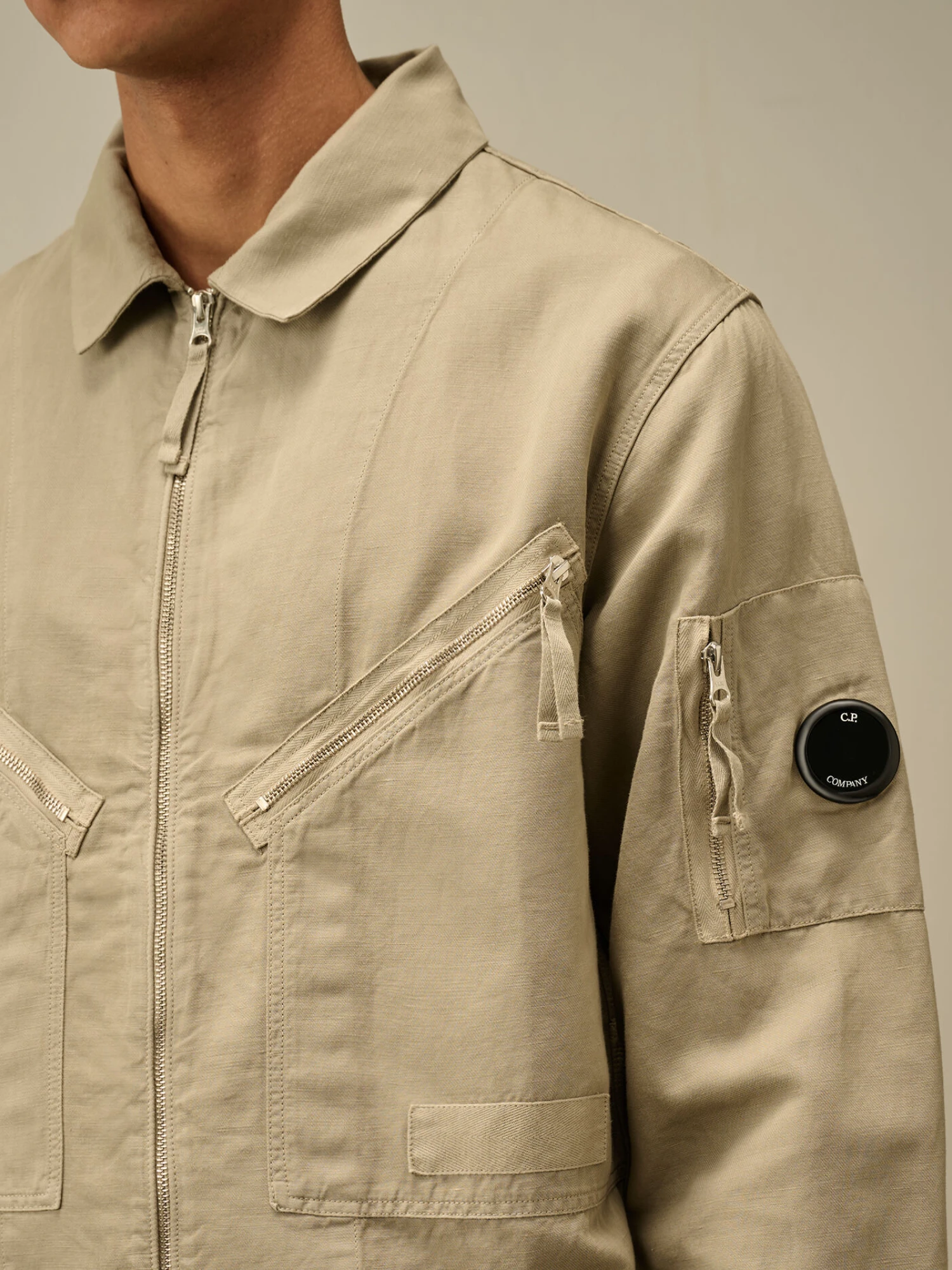 Овершот C.P. Company Cotton Linen Full Zip Vintage Khaki