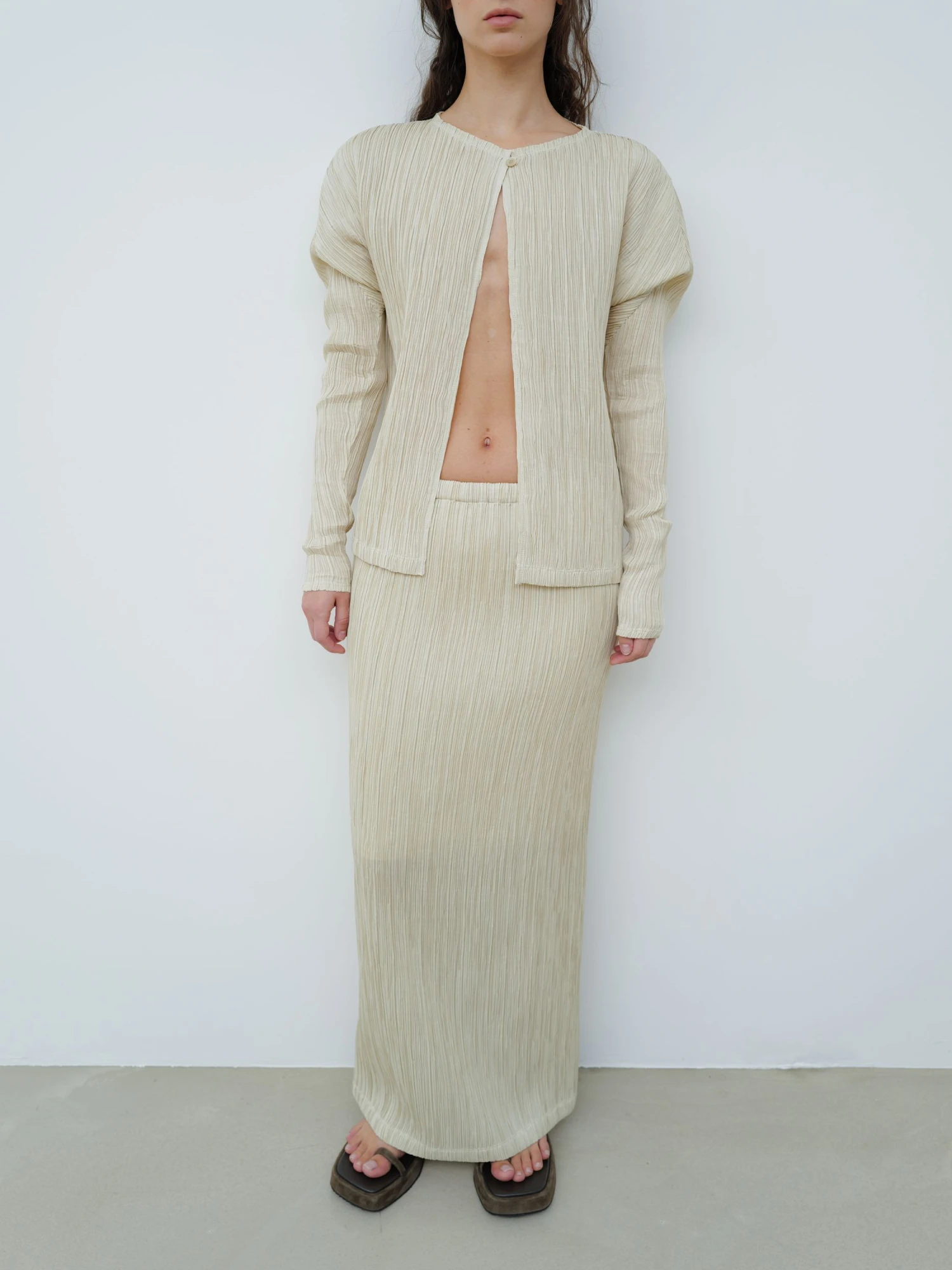 Женская юбка LE17SEPTEMBRE Pleated Midi Skirt Beige