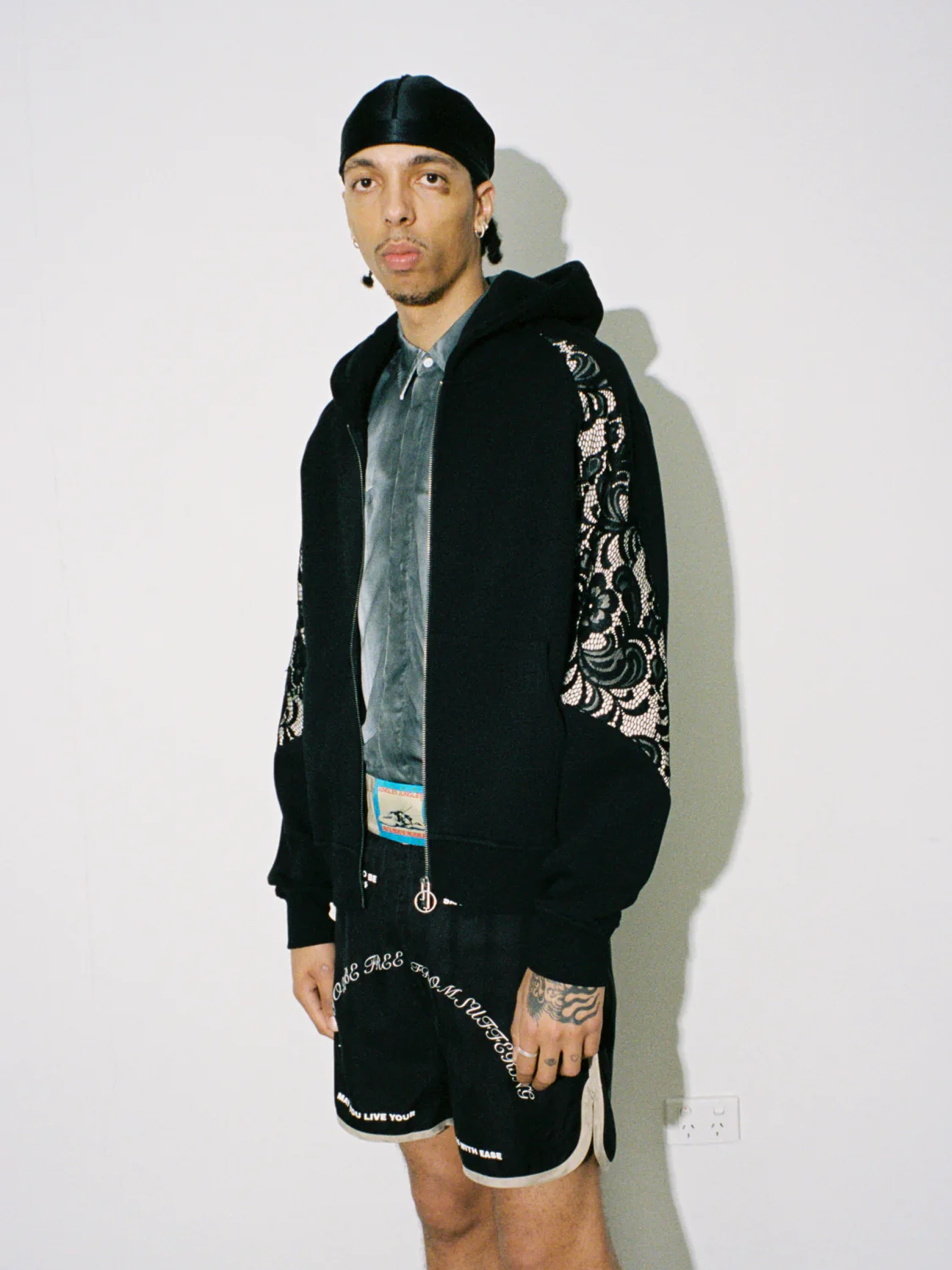 Зип-худи Jungles Jungles Lace Panel Hoodie Black