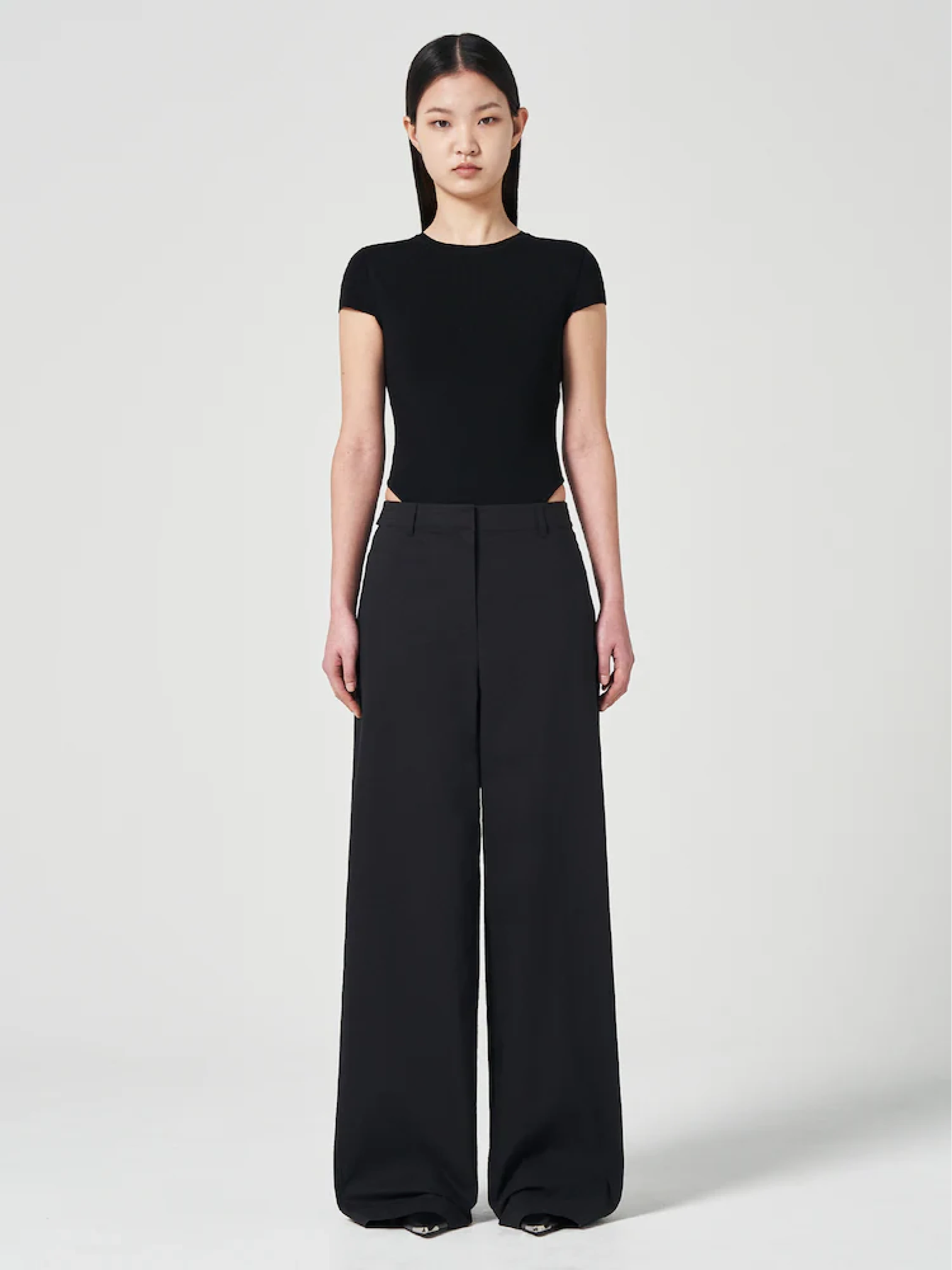 Брюки JUUN.J Buckle Detail Cotton Pants Black