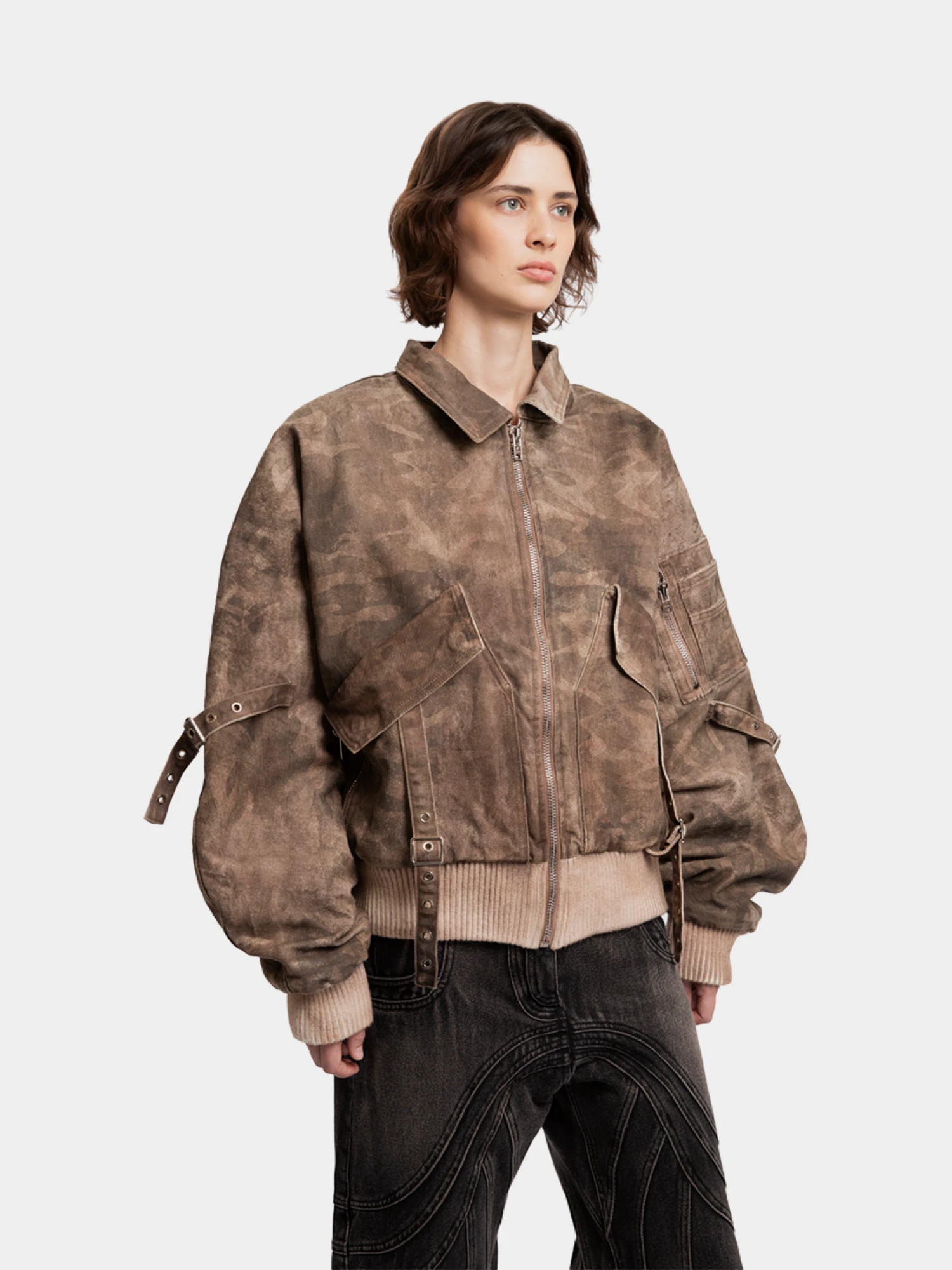 Бомбер NO/FAITH STUDIOS Cargo Bomber Jacket Beige