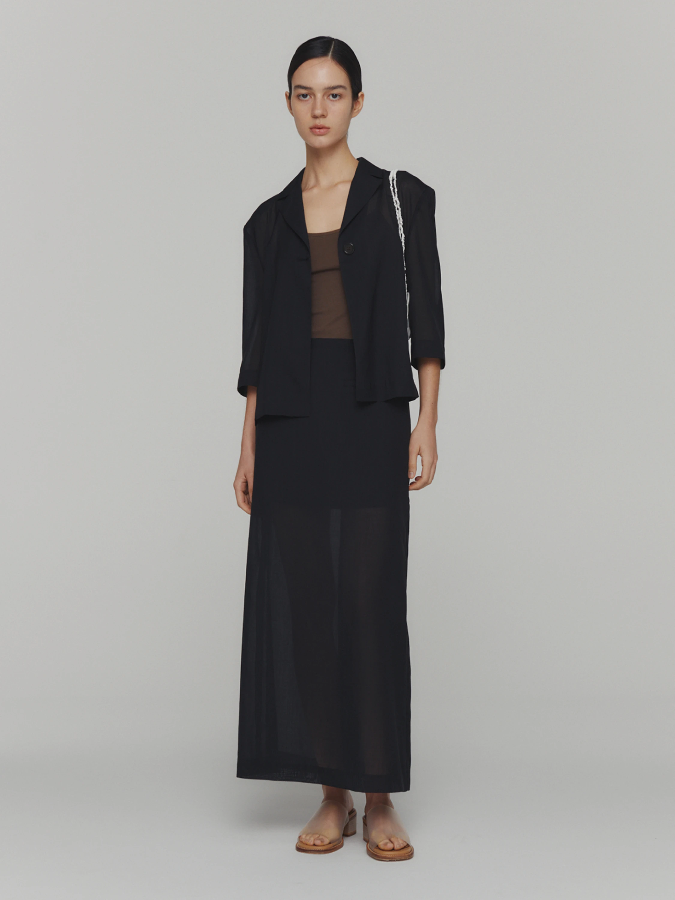 Женская юбка AMOMENTO Sheer Maxi Long Skirt Black