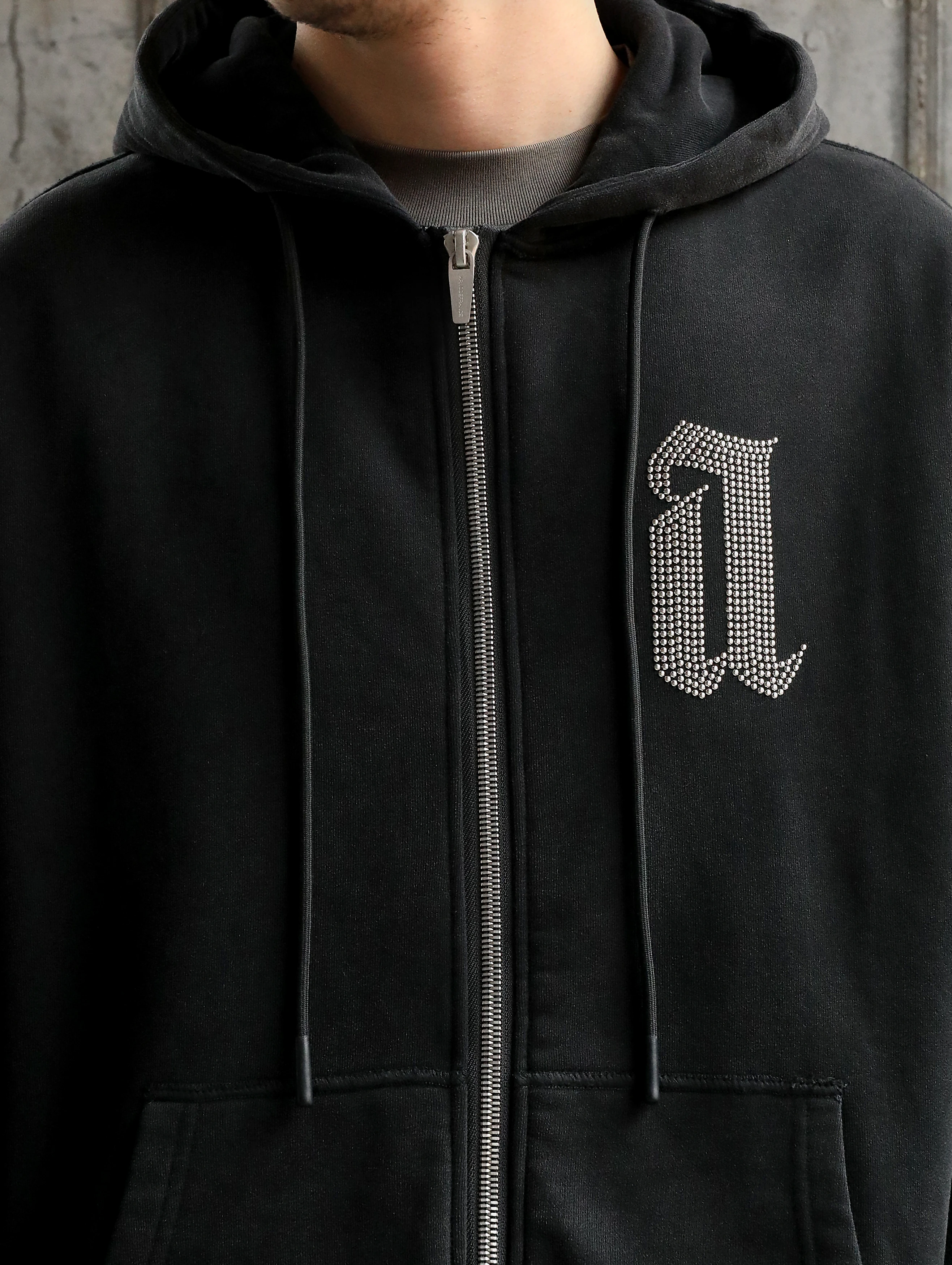 Зип-худи ARNODEFRANCE Zip 'A STUDS' Vintage Black