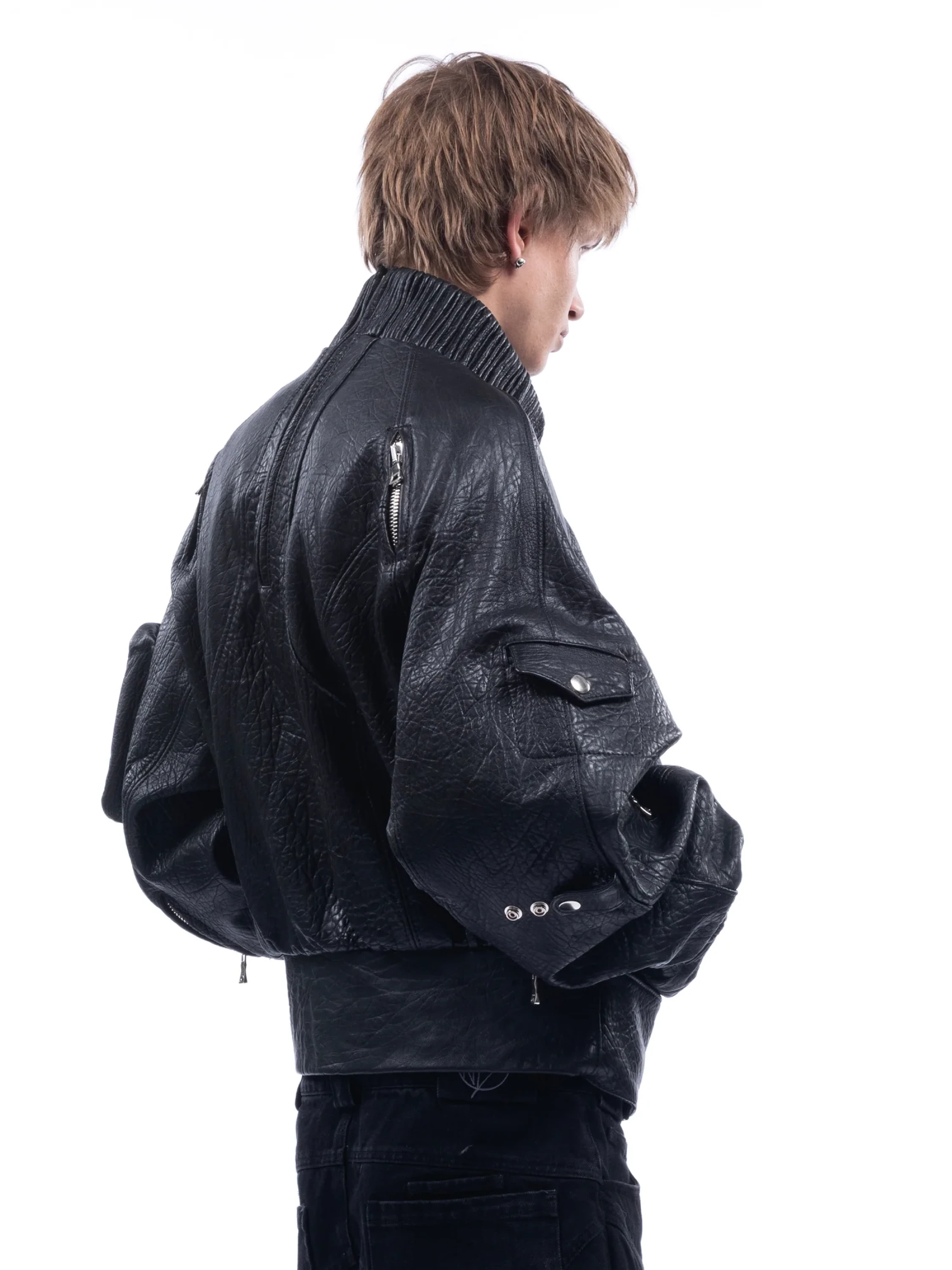 Куртка NO/FAITH STUDIOS Dried Concrete Leather Hoodie Black