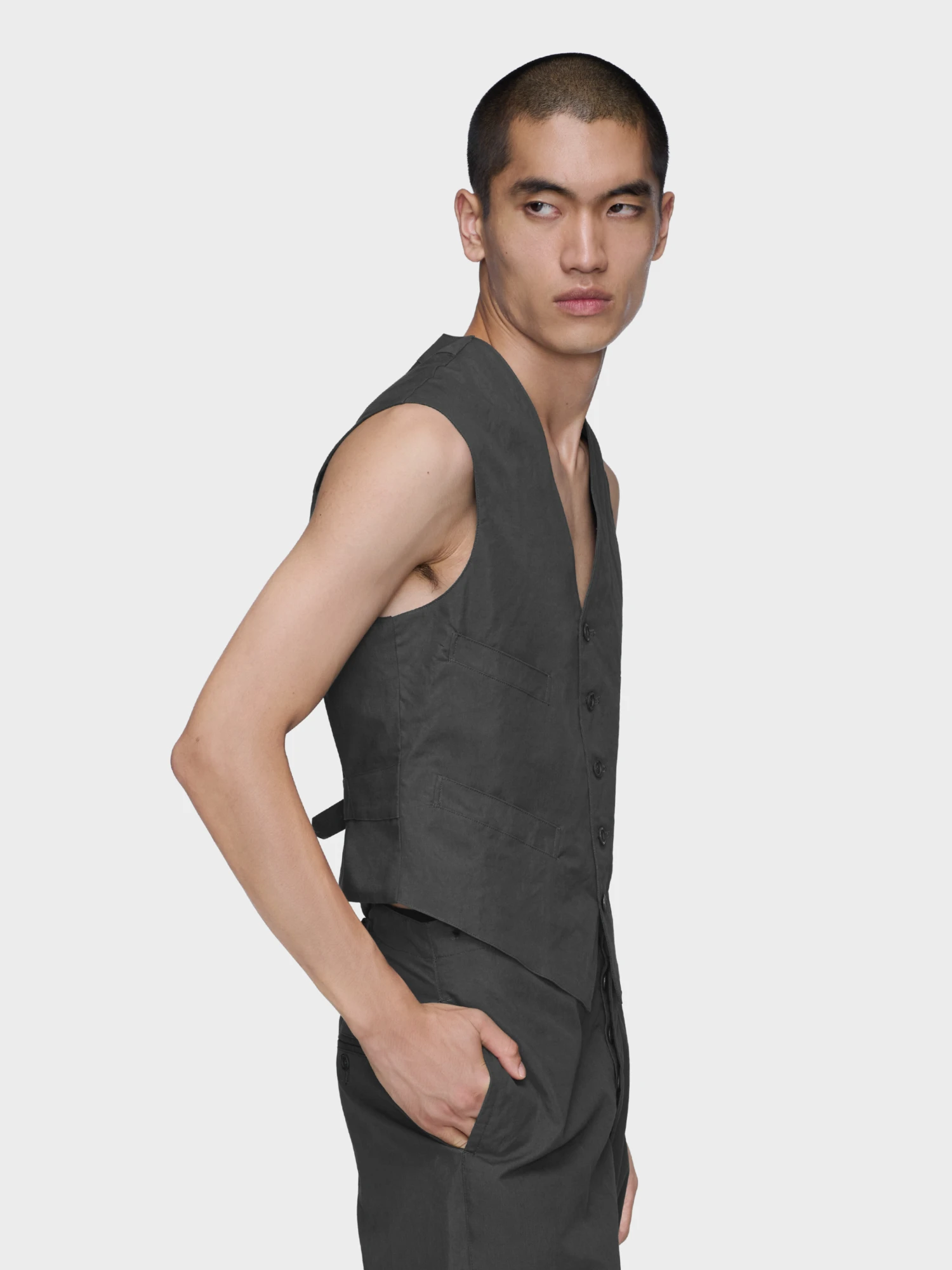 Жилет Maison Margiela Of Cotton And Silk Dark Grey