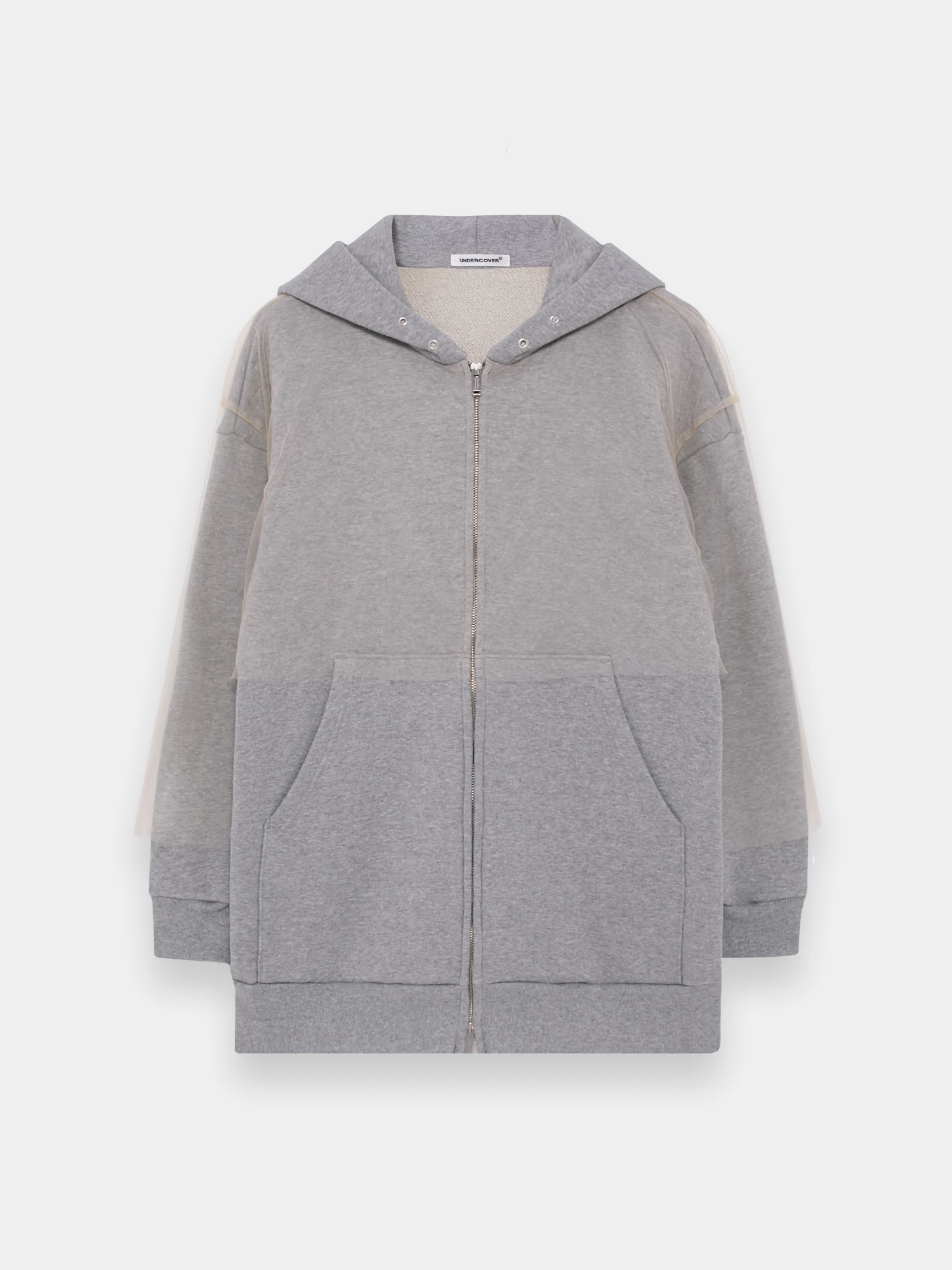Зип-худи UNDERCOVER Fleece Nylon Tulle Layered Top Grey