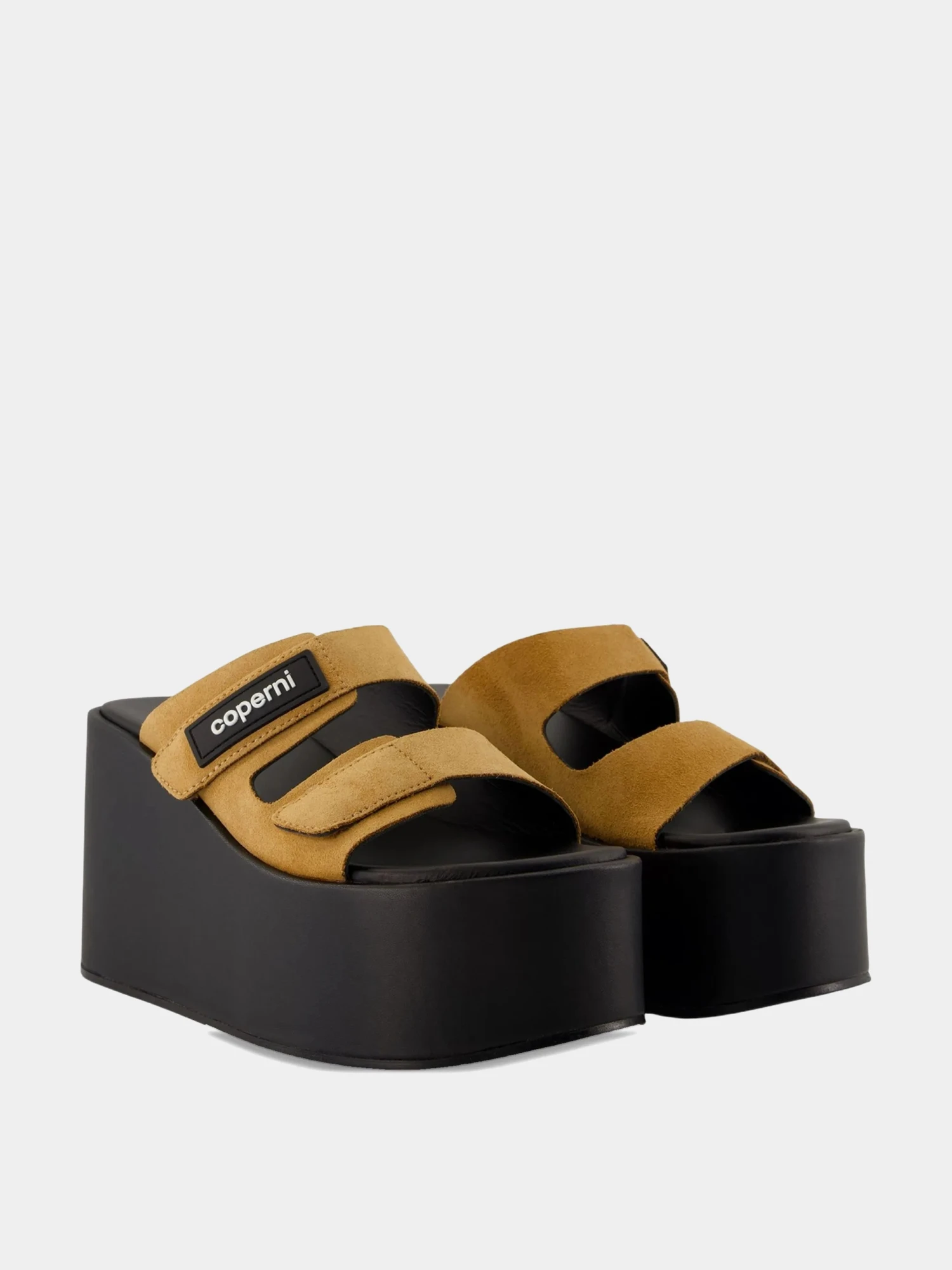 Женские сандалии Coperni Suede Patch Wedge Black/Brown