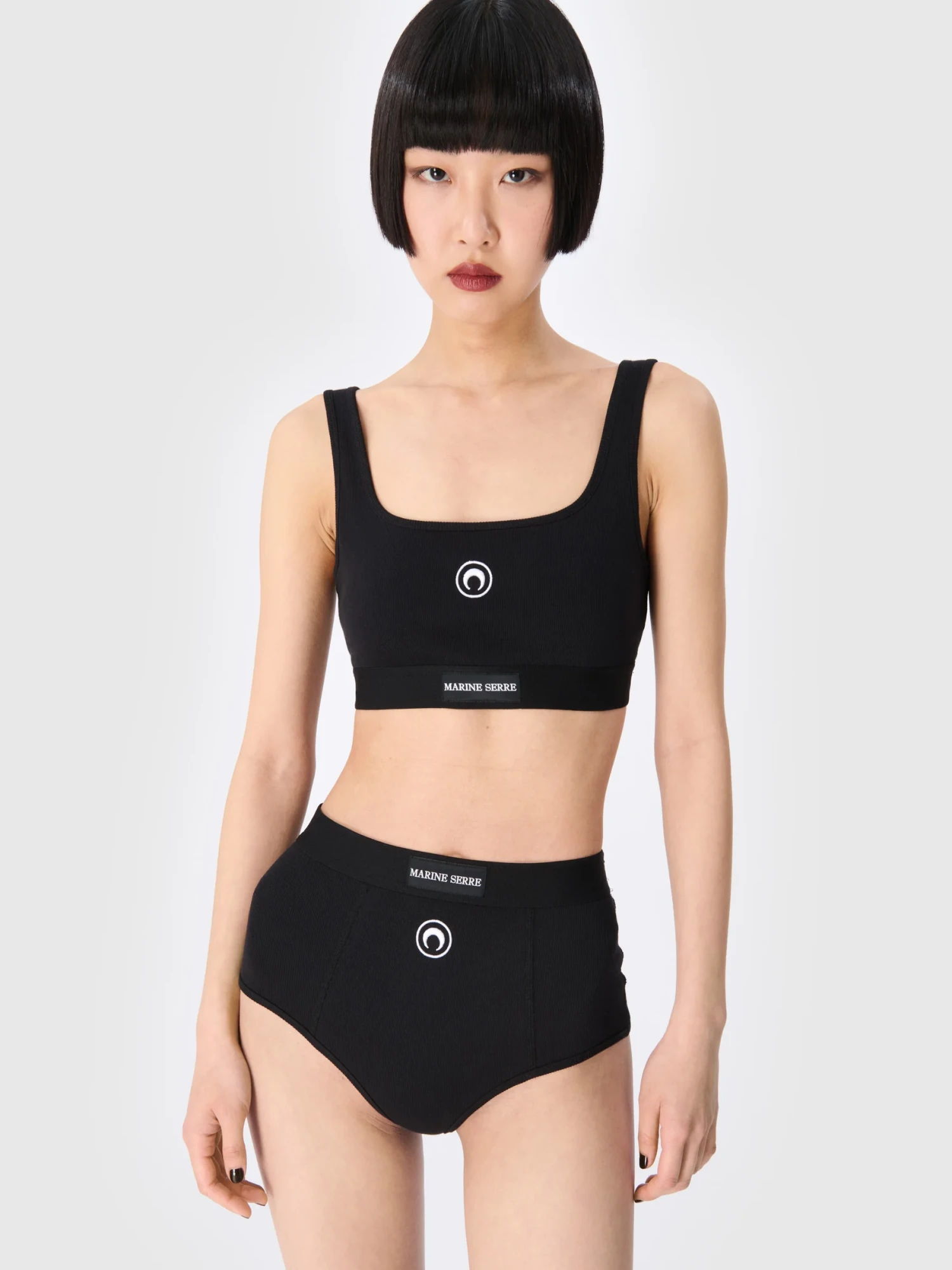 Бра Marine Serre Moon Logo Stretched Jersey Sport Bra Black