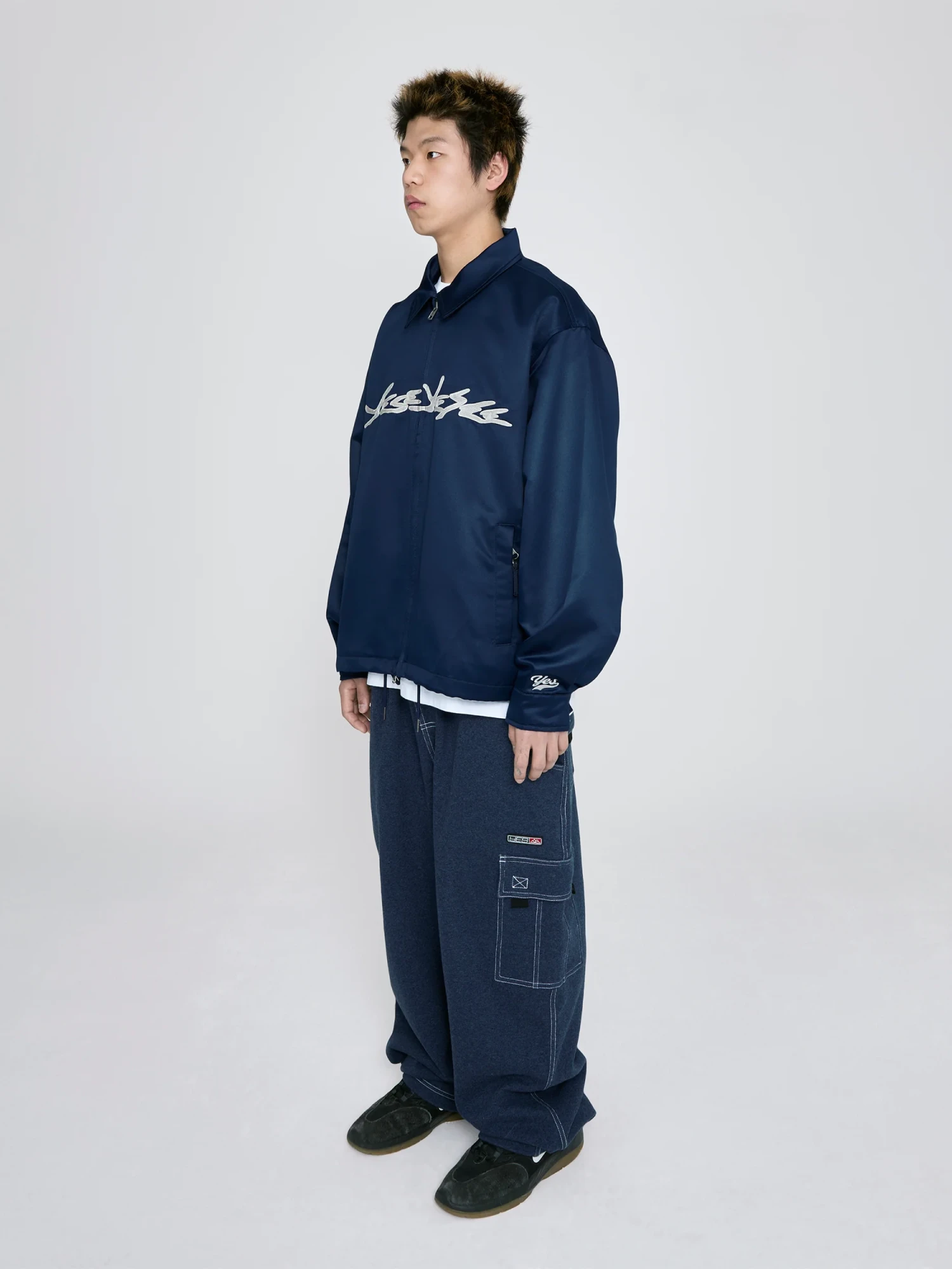 Куртка YESEYESEE Logo Applique Satin Coach Navy