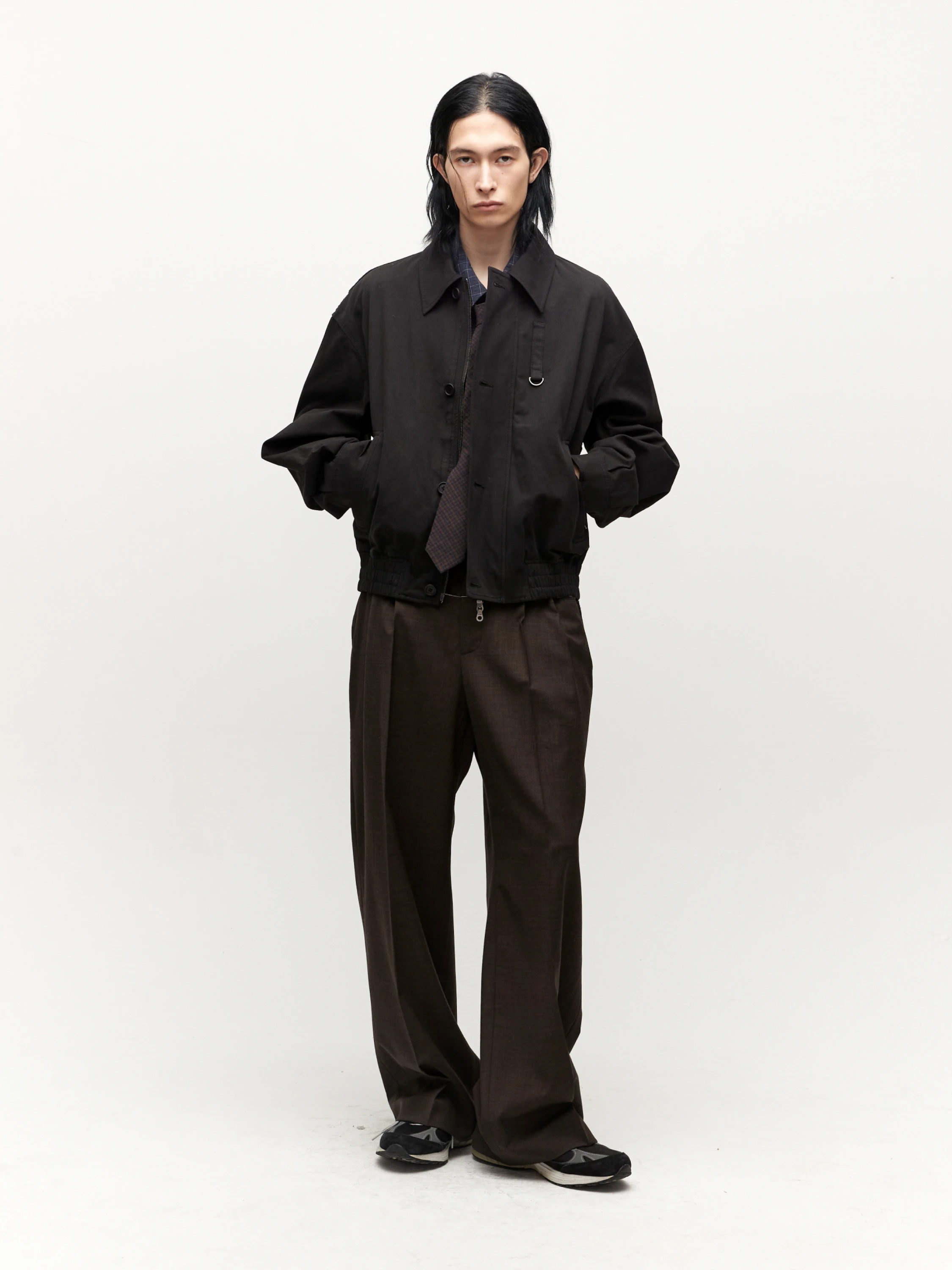 Брюки COOR Raw Cut 3 Pleat Dark Brown Melange