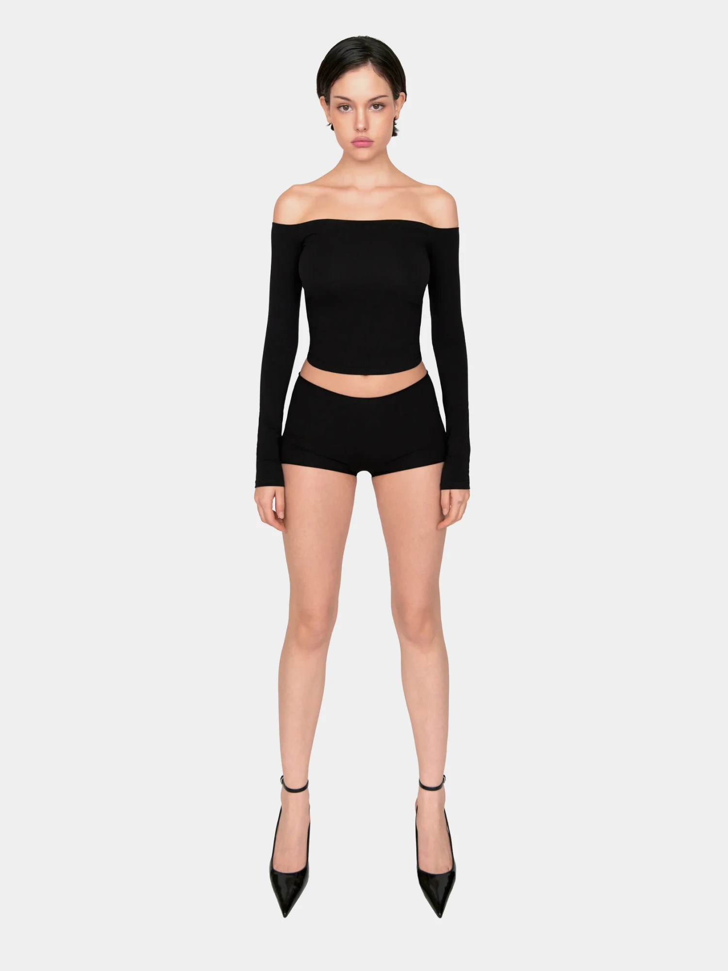 Женский лонгслив XSAI Off Shoulder Dusty Black