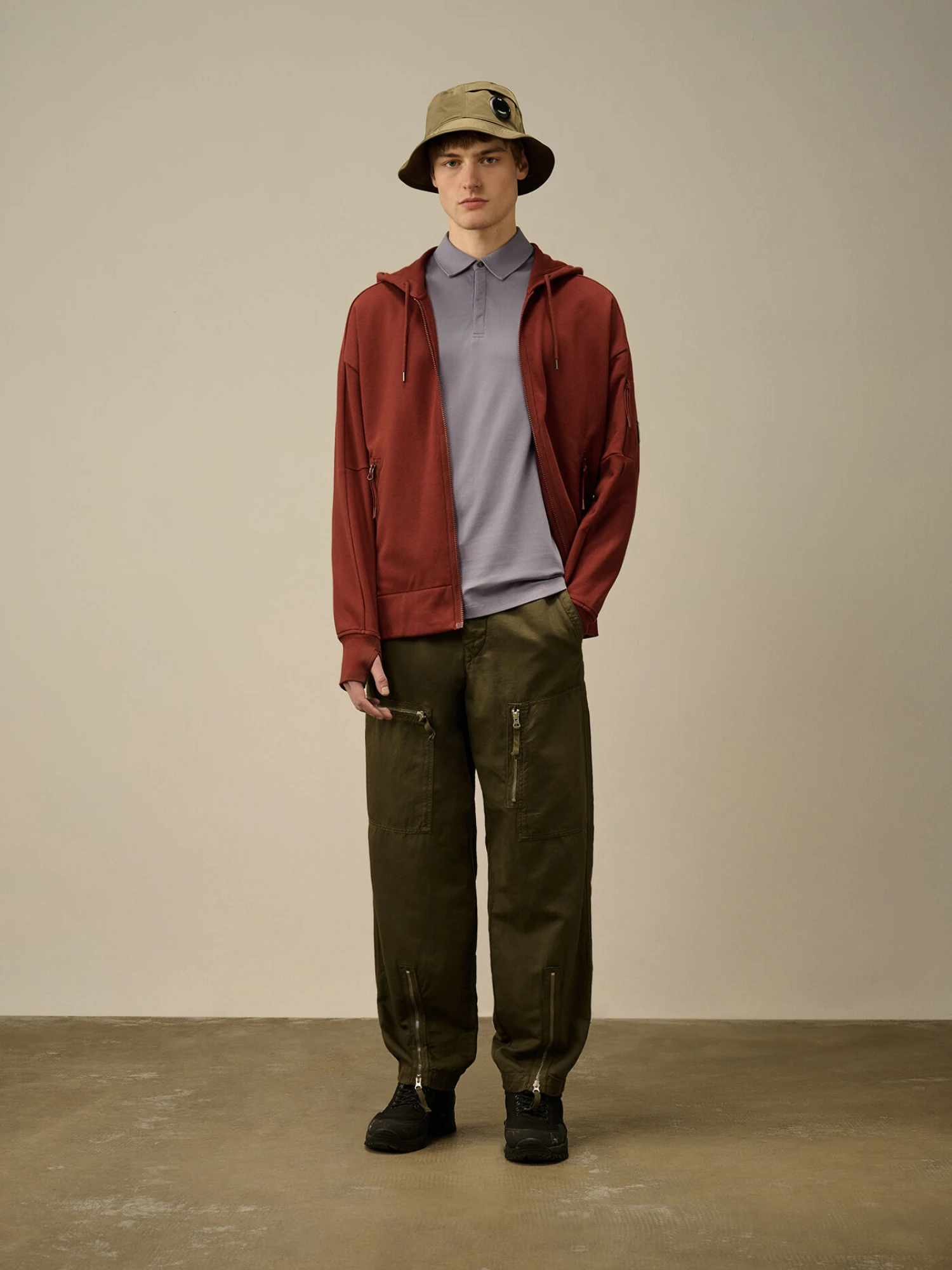 Зип-худи C.P. Company Diagonal Raised Fleece Sable