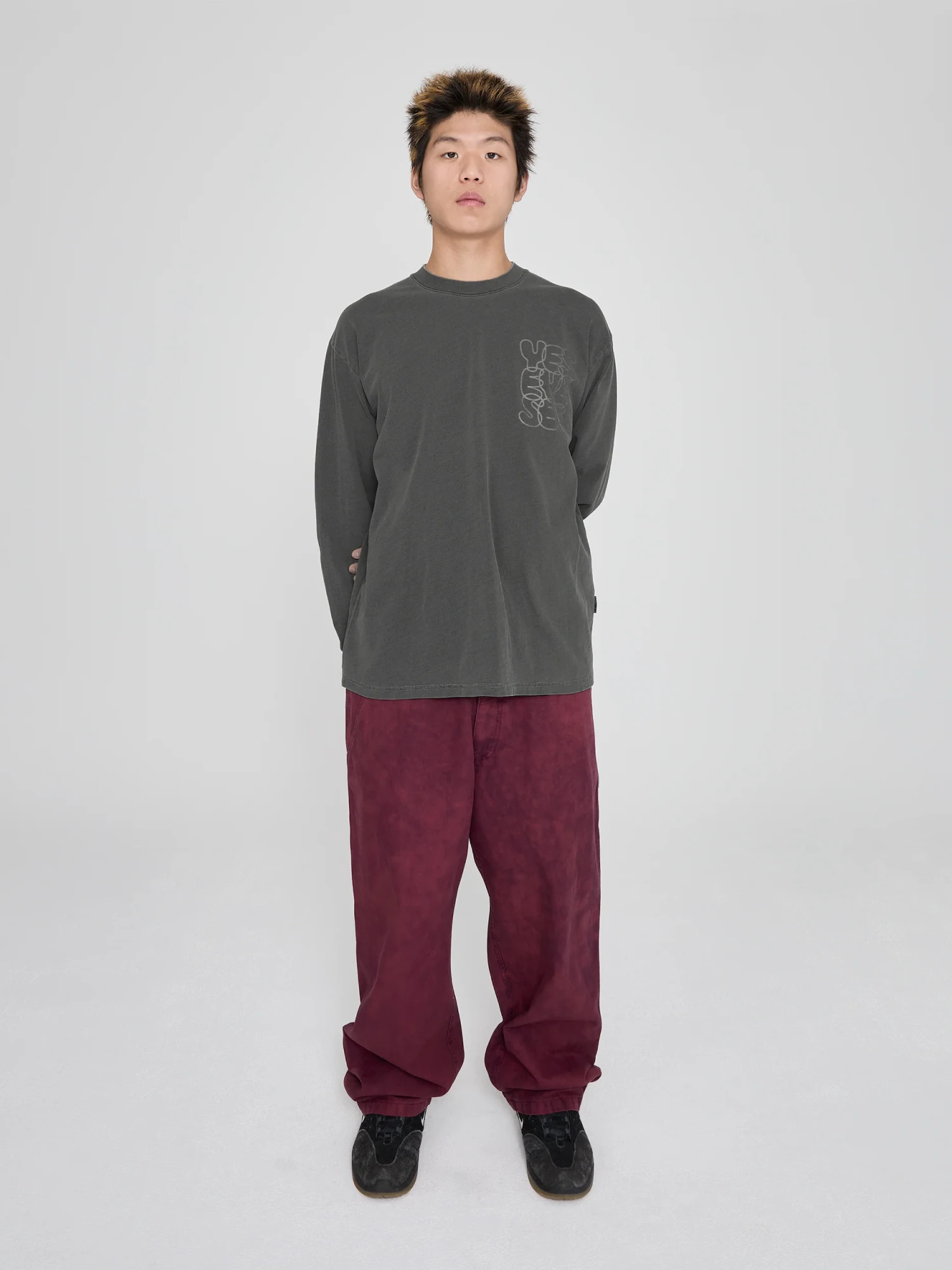 Лонгслив YESEYESEE C-Logo Pigment L/S Charcoal