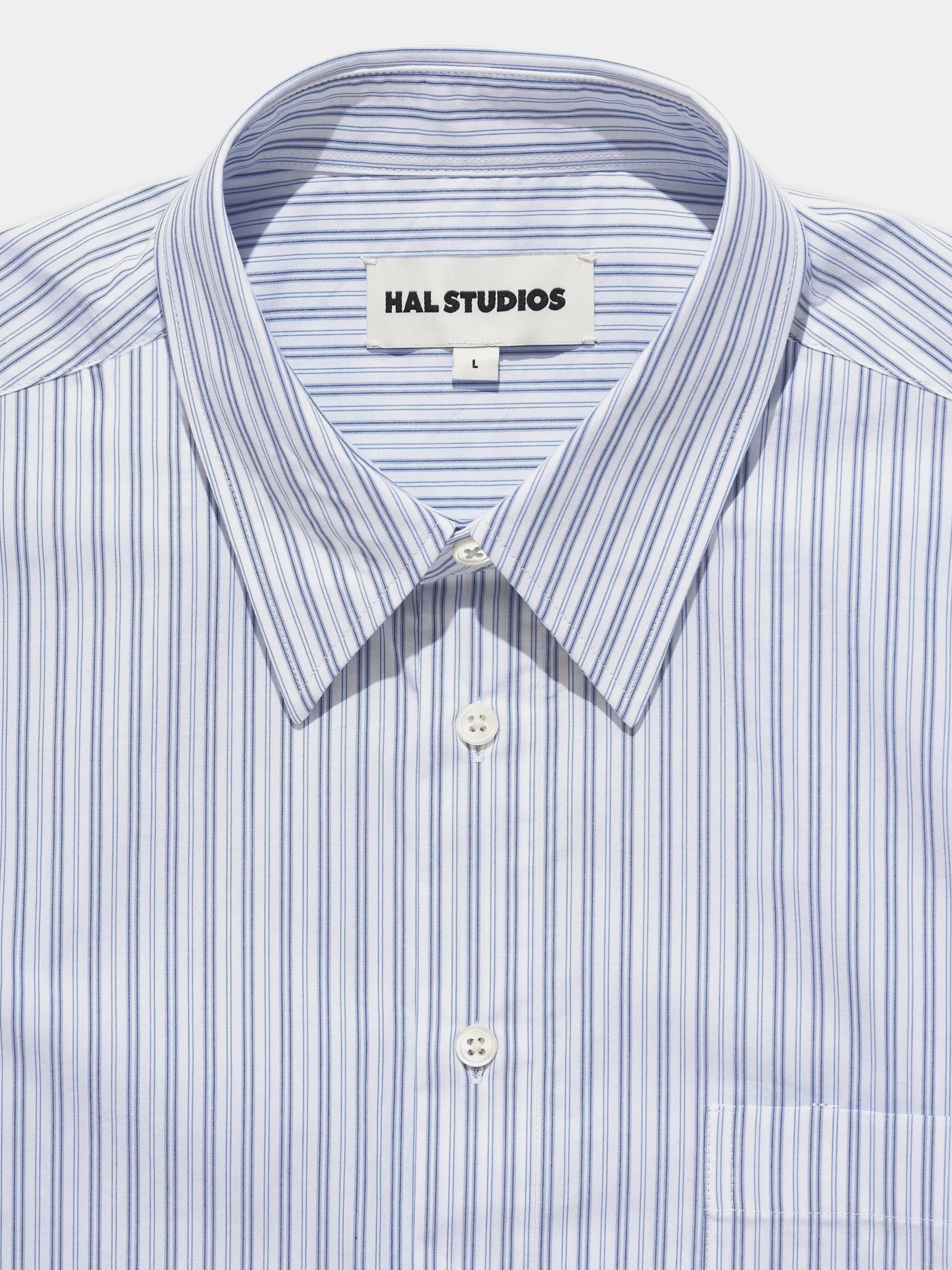 Рубашка HAL STUDIOS Striped S/S Overshirt White Navy