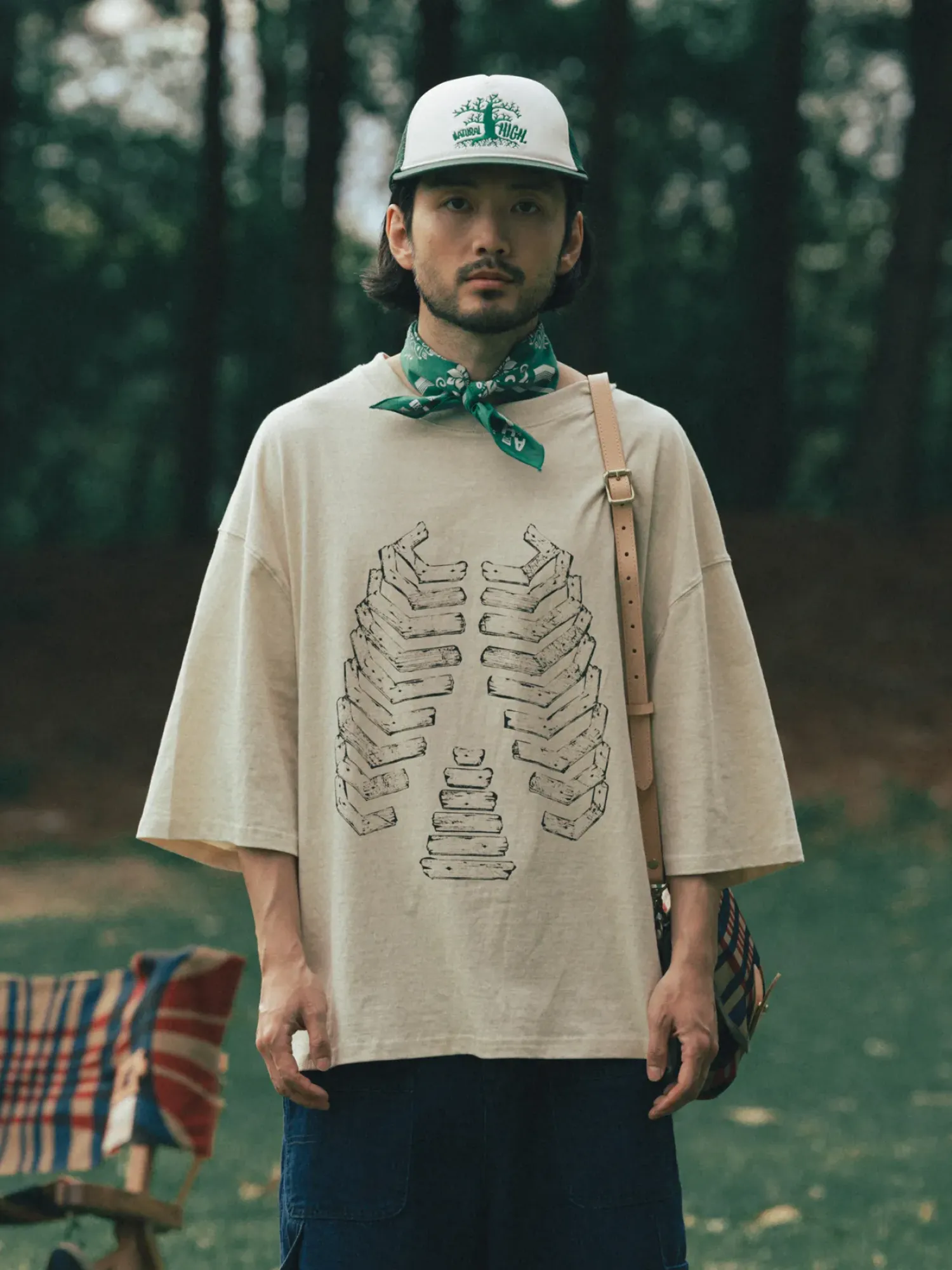Футболка ANGLAN Wood Bone Half Tee Beige