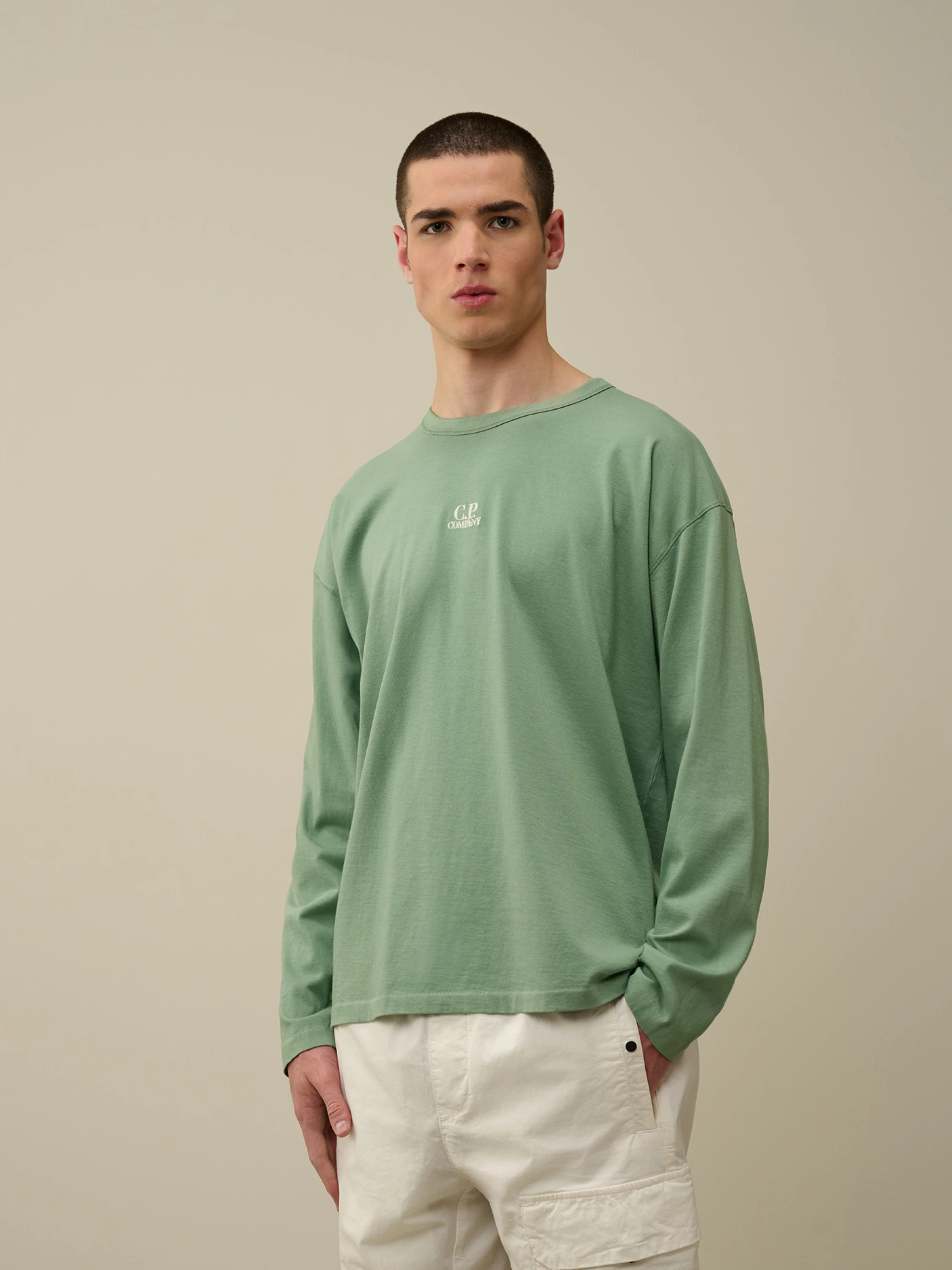 Лонгслив C.P. Company 20/1 Jersey Boxy Green Bay