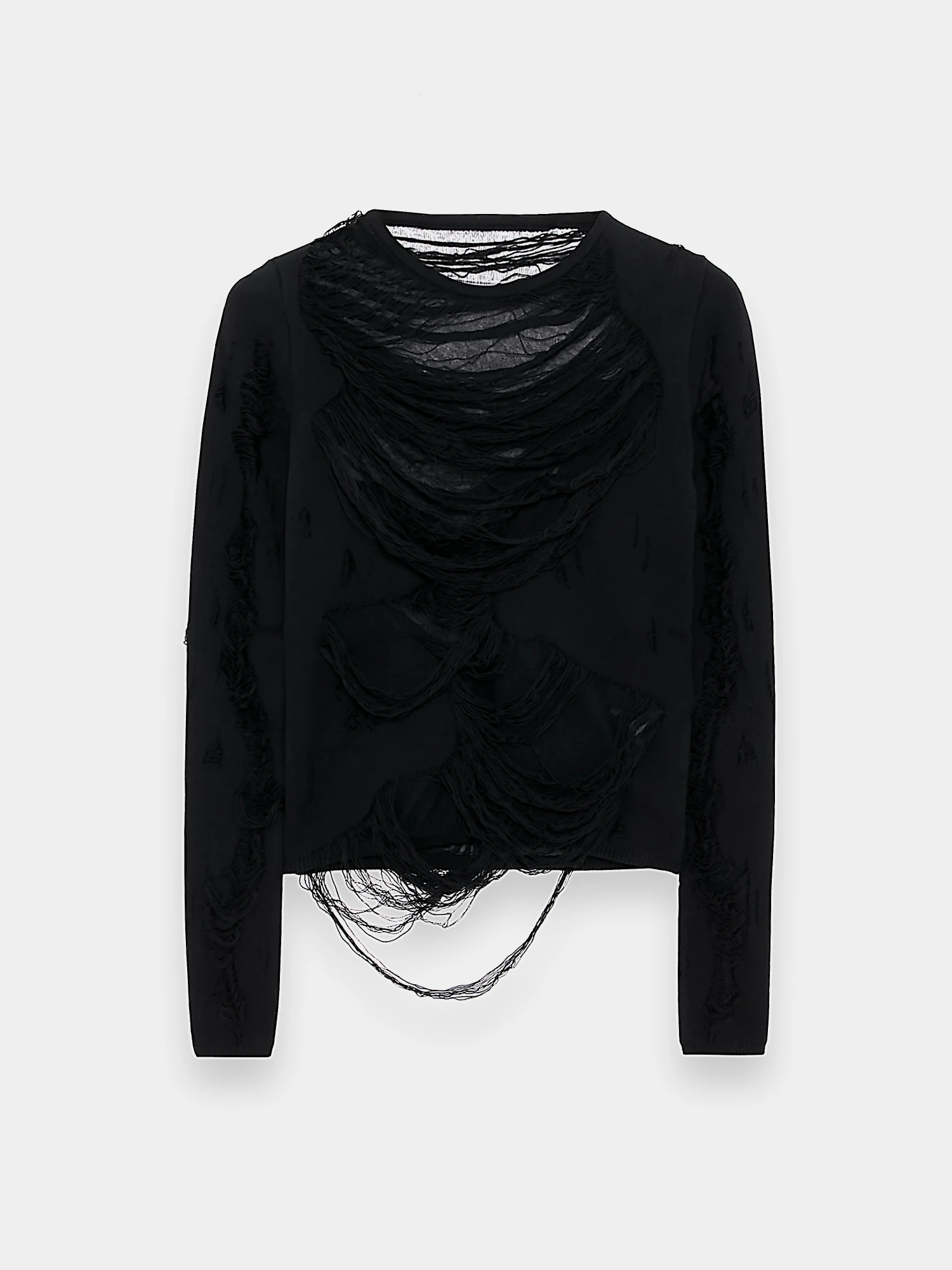 Женский лонгслив MM6 Maison Margiela Black Distressed Black