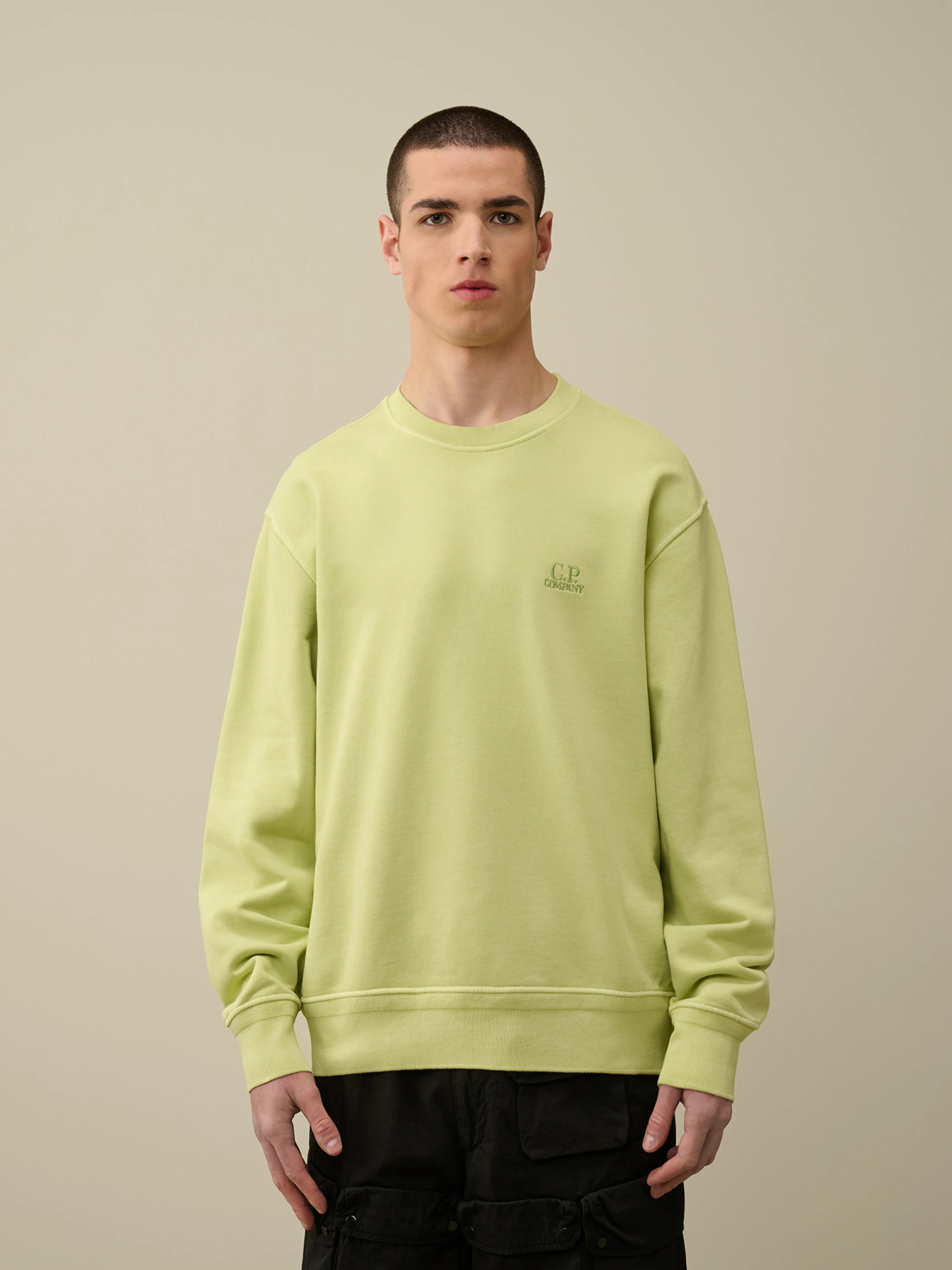 Свитшот C.P. Company Cotton Diagonal Fleece Logo White Pear