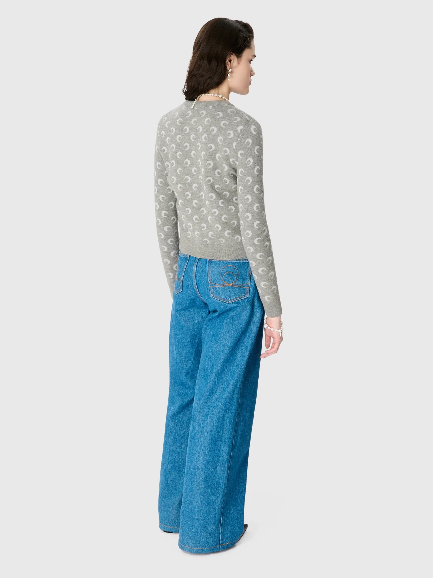 Женские джинсы Marine Serre Moon Laser High-Waist Flare Wash Light Blue