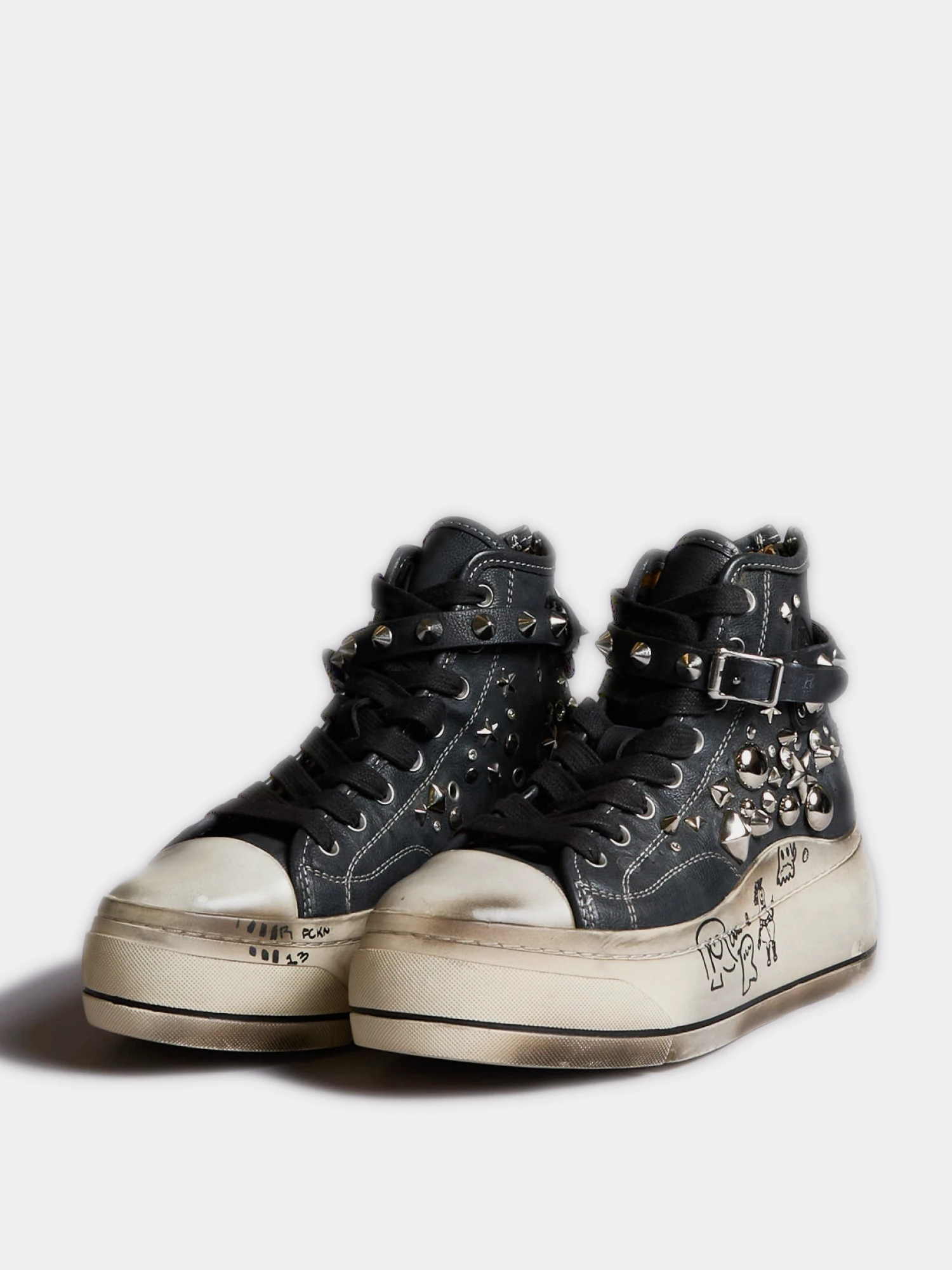 Женские кеды R13 Kurt High Top Studs Black