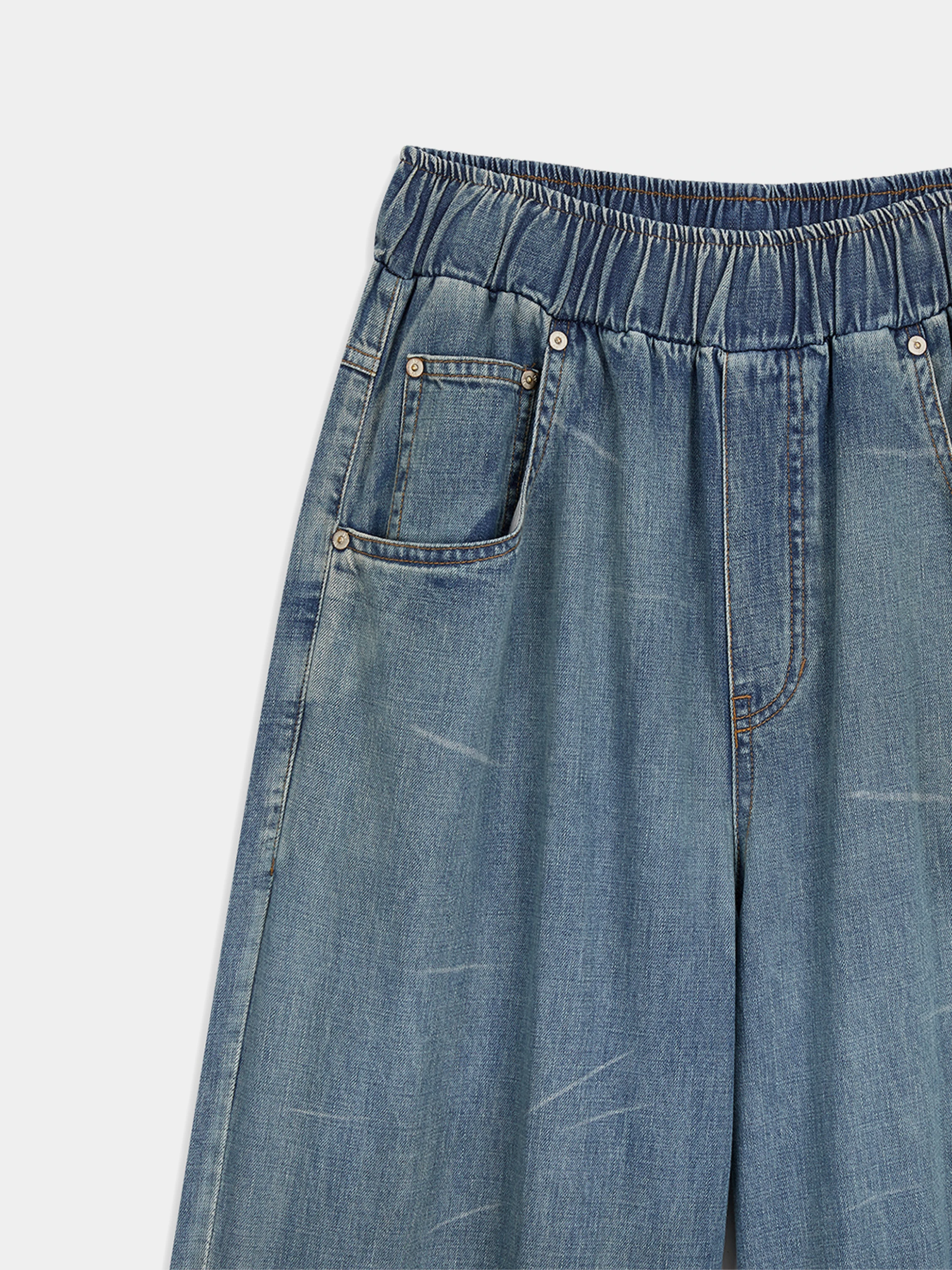 Джинсы OPEN YY Pocket Rounding Denim Pants Blue