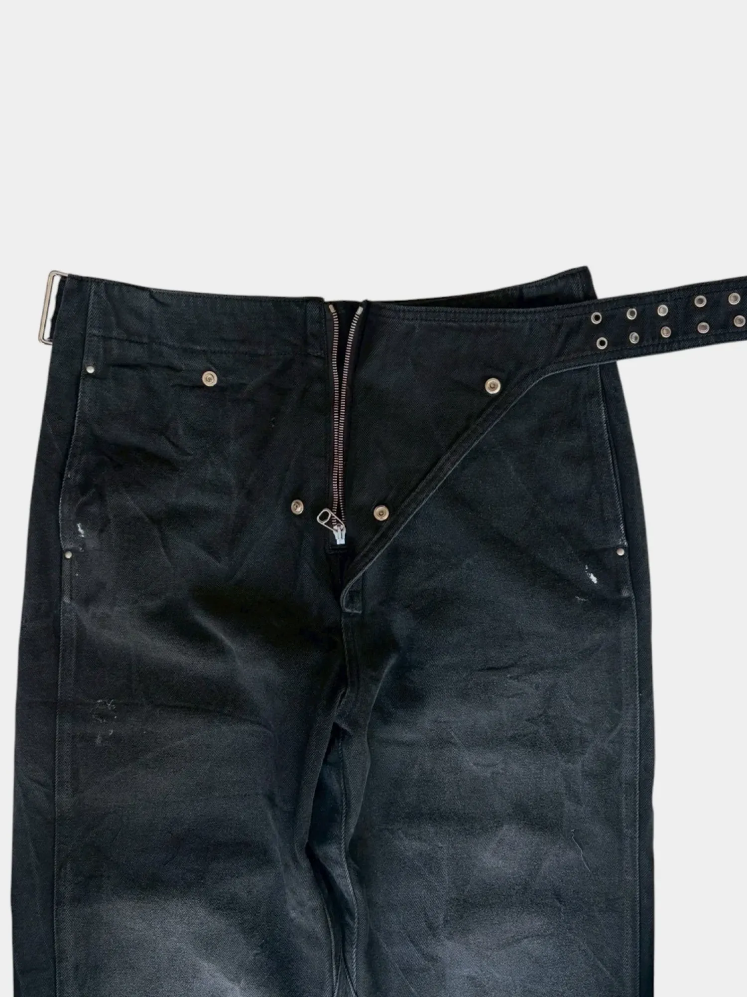 Джинсы OAMC Treated With White Spots With Belt Black