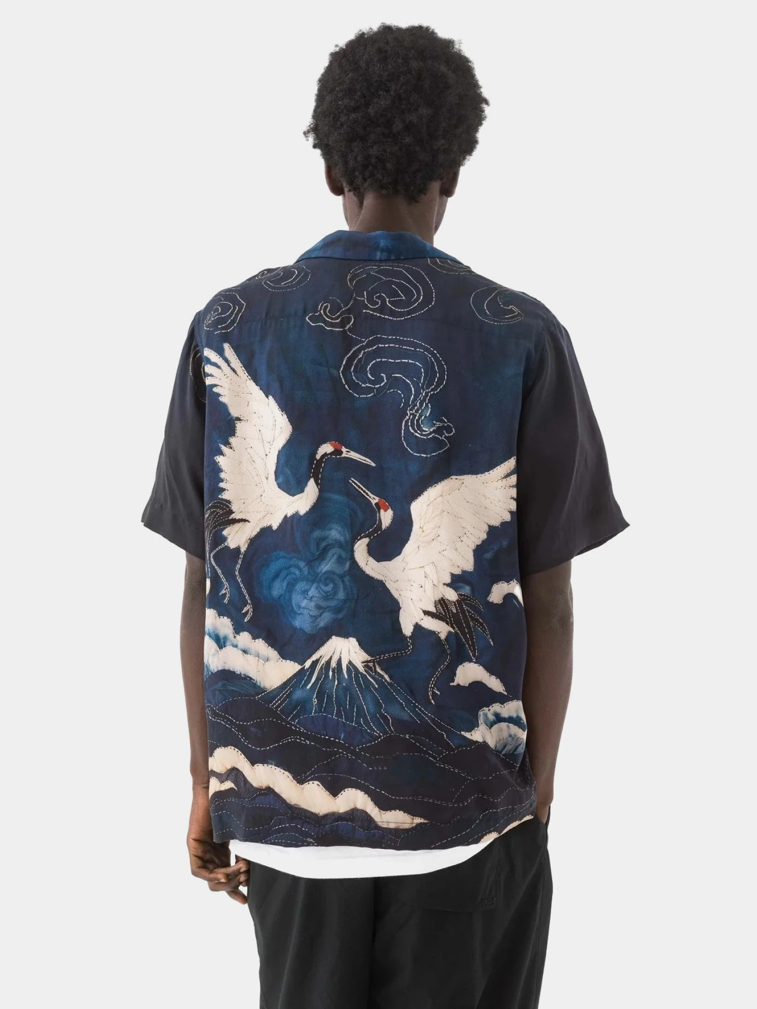 Рубашка MAHARISHI 6230 Boro Crane Camp Collar Indigo
