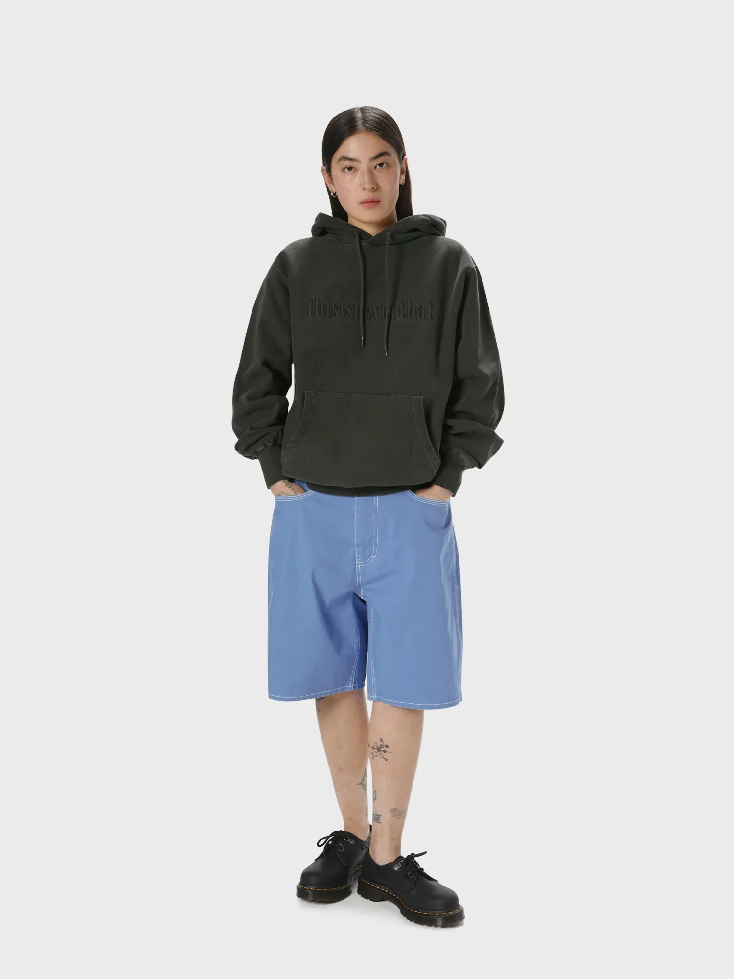 Худи thisisneverthat Overdyed Embroidery Charcoal
