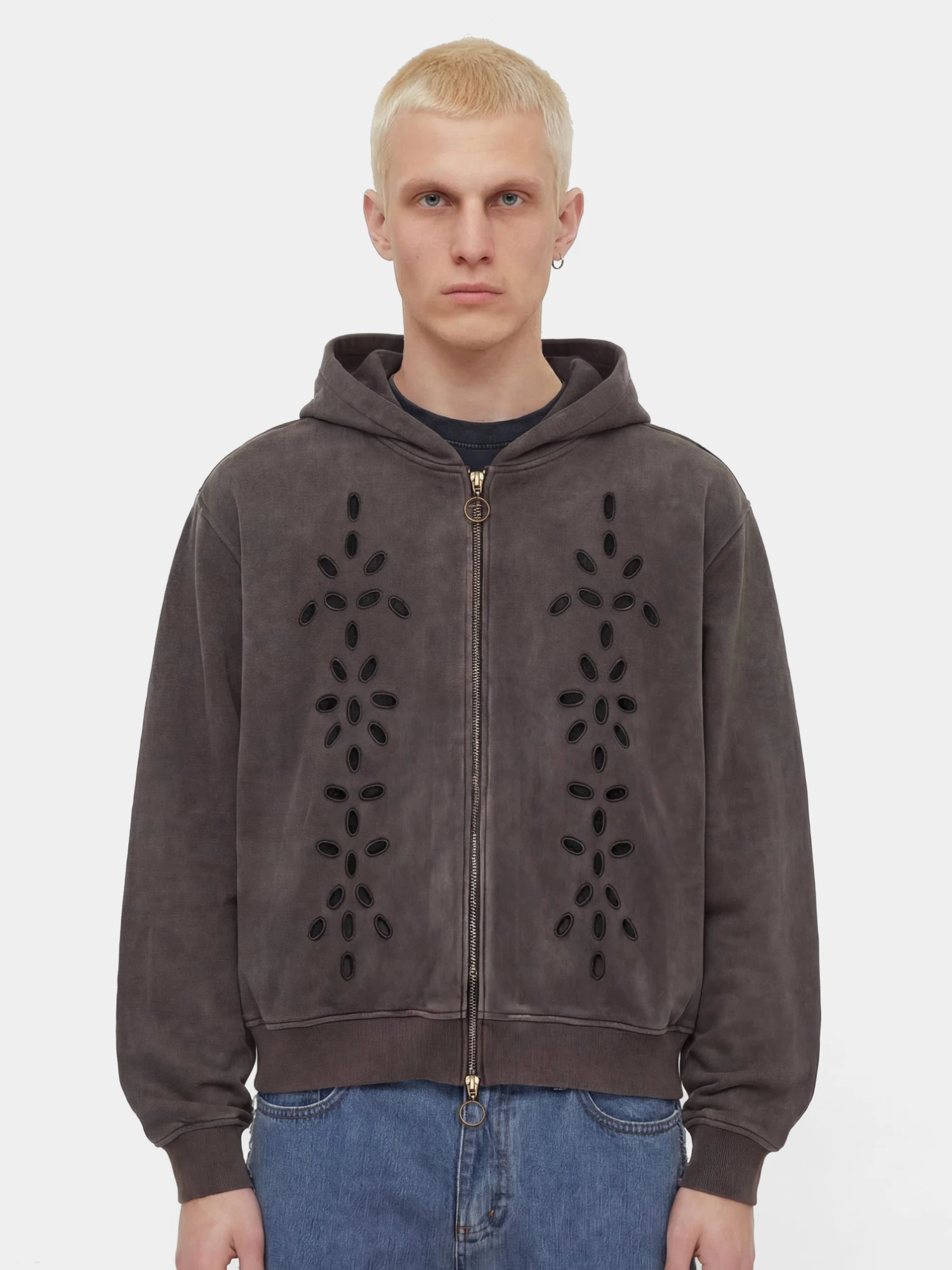 Зип-худи lorenz Broderie Washed Black