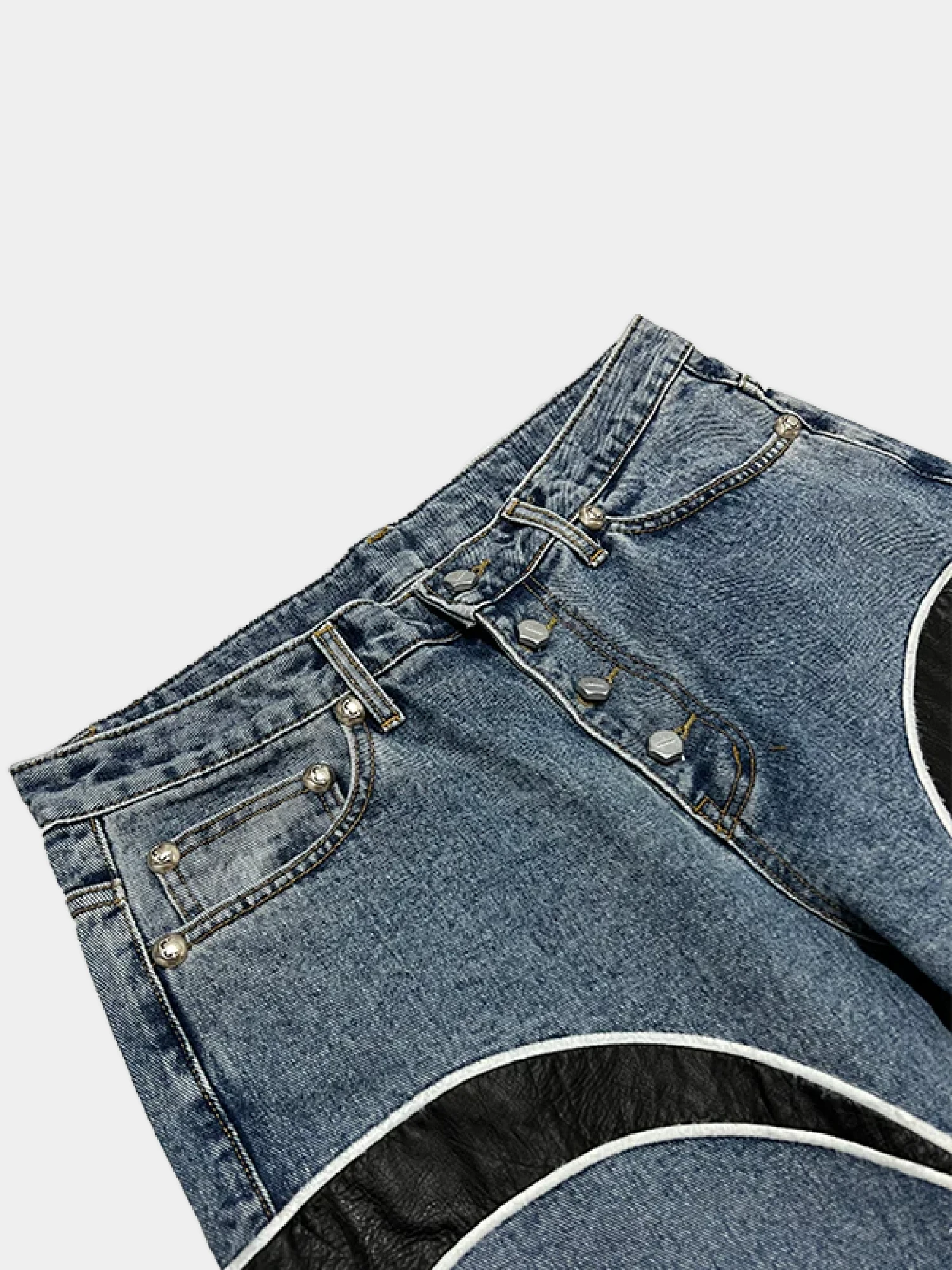 Джинсы Thug Club TC Leather Washing Denim Blue Black