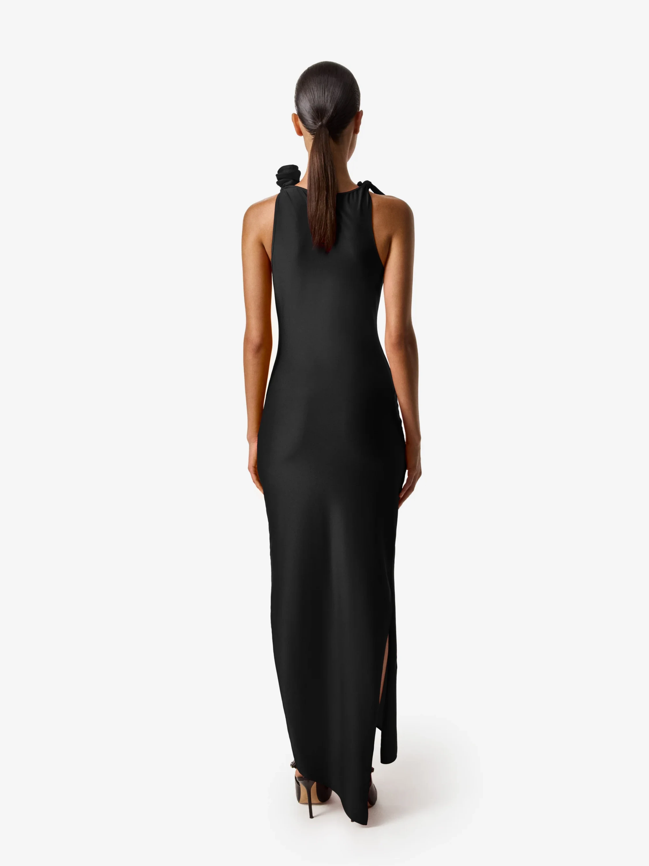 Платье Coperni Asymmetric Flower Black