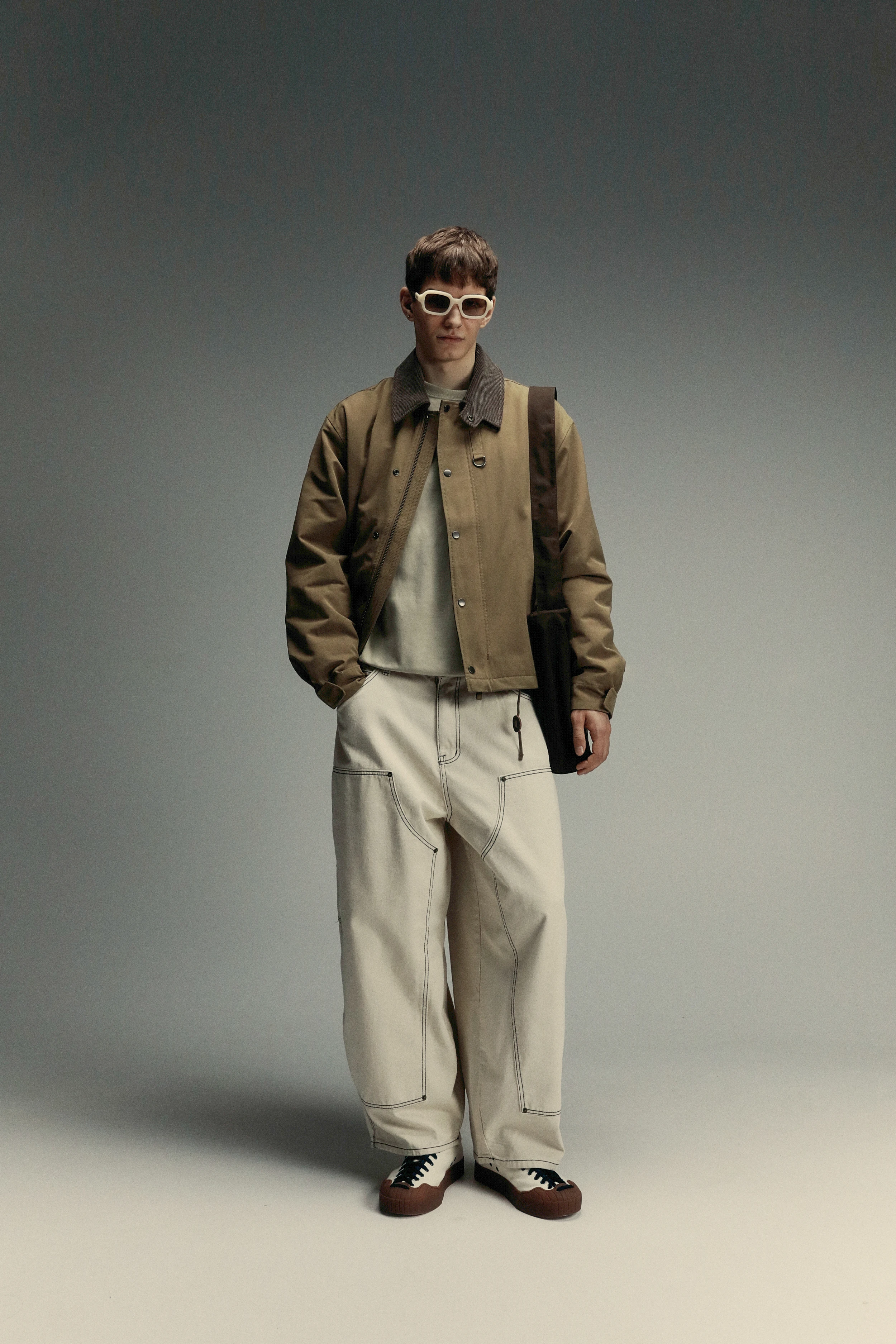 Джинсы ANGLAN Stitch Double Knee Denim Balloon Pants Ivory