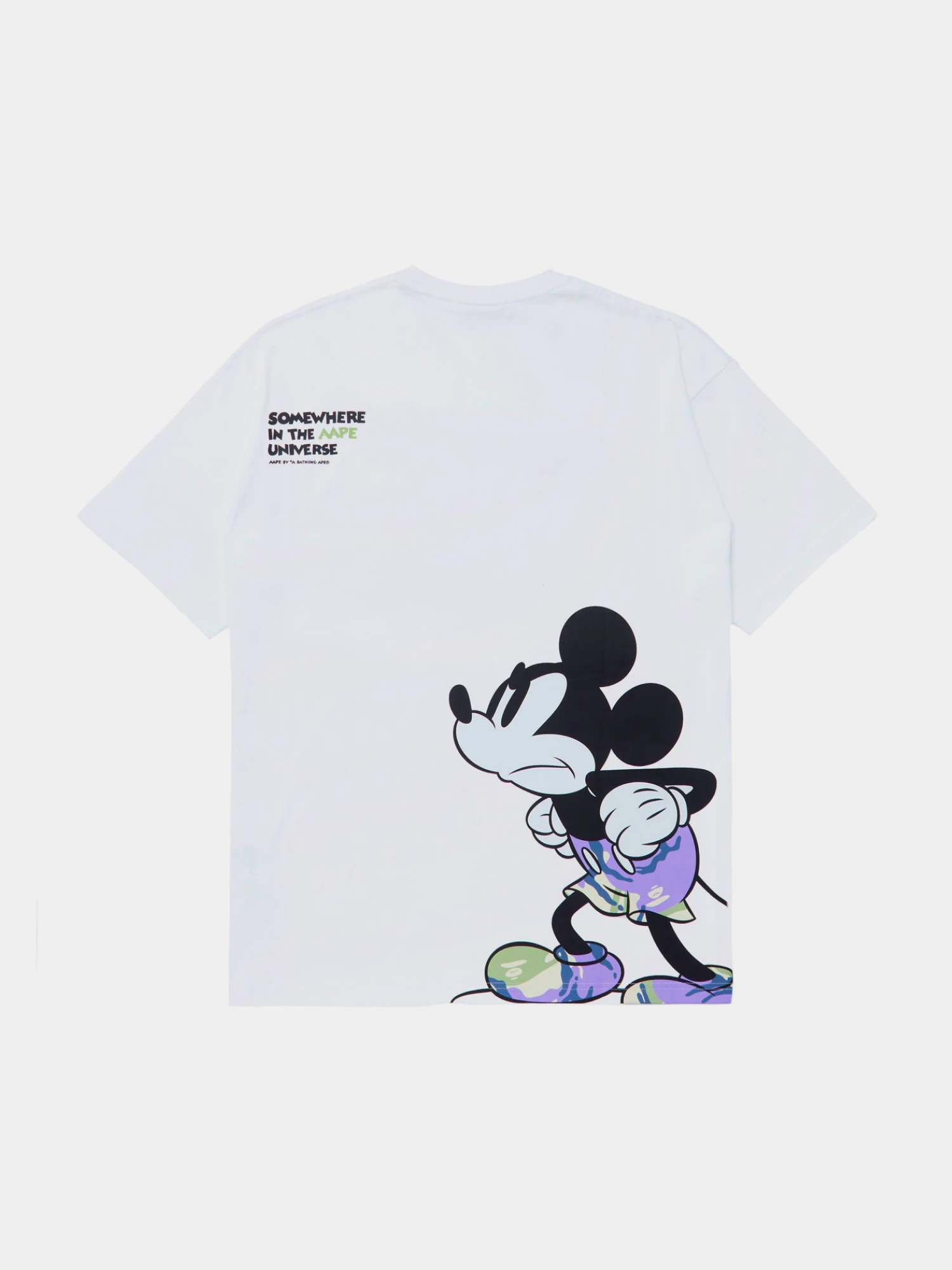 Футболка AAPE X Disney Mickey Green Graphic White