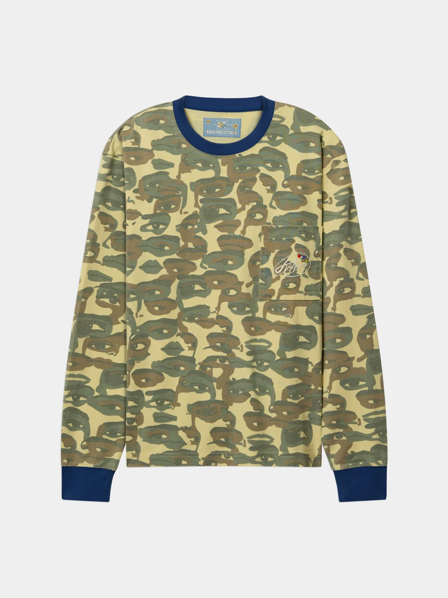 Лонгслив KidSuper Face Camo Heavy Wash Blue Rib