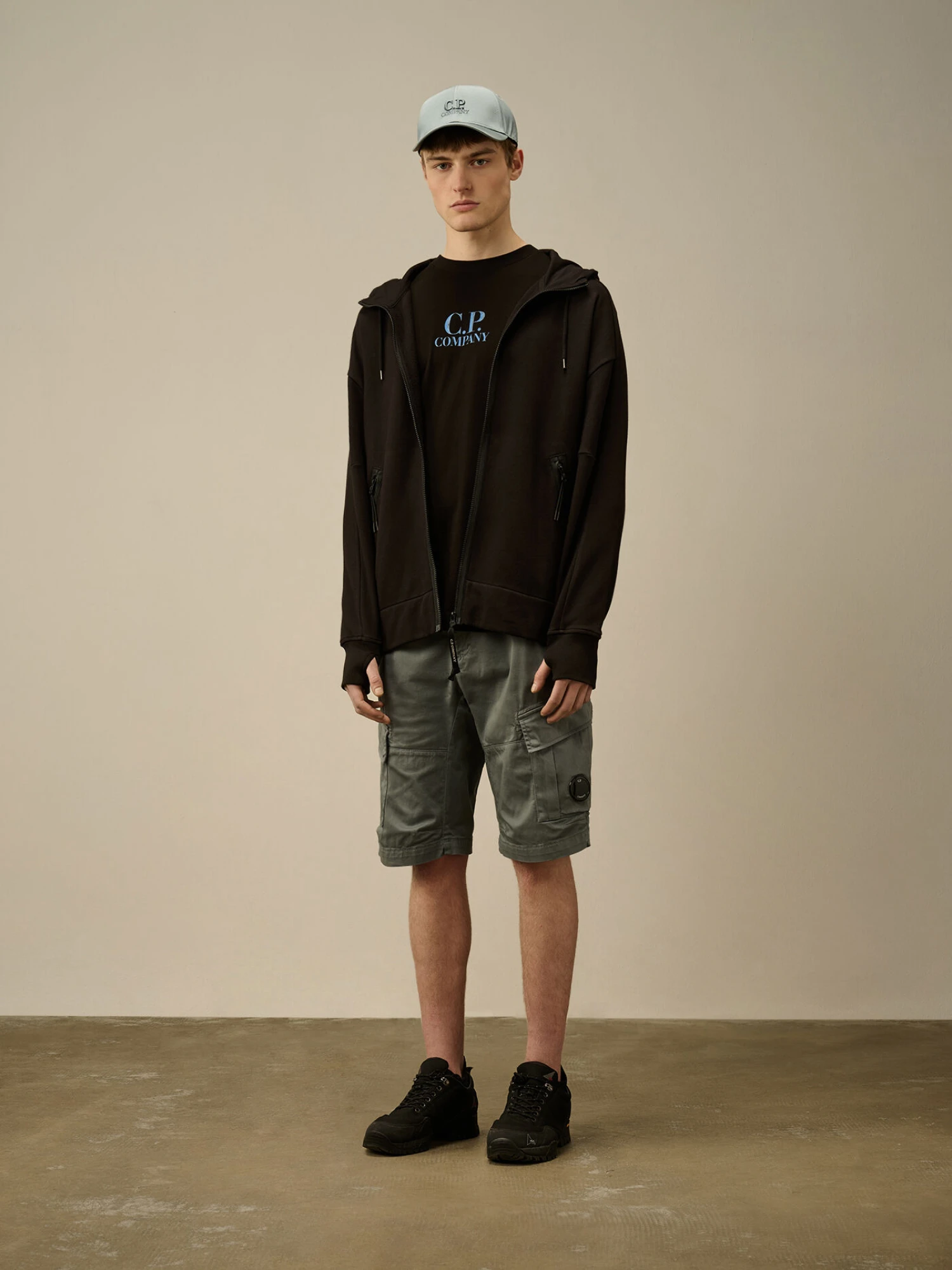 Зип-худи C.P. Company Diagonal Raised Fleece Goggle Black