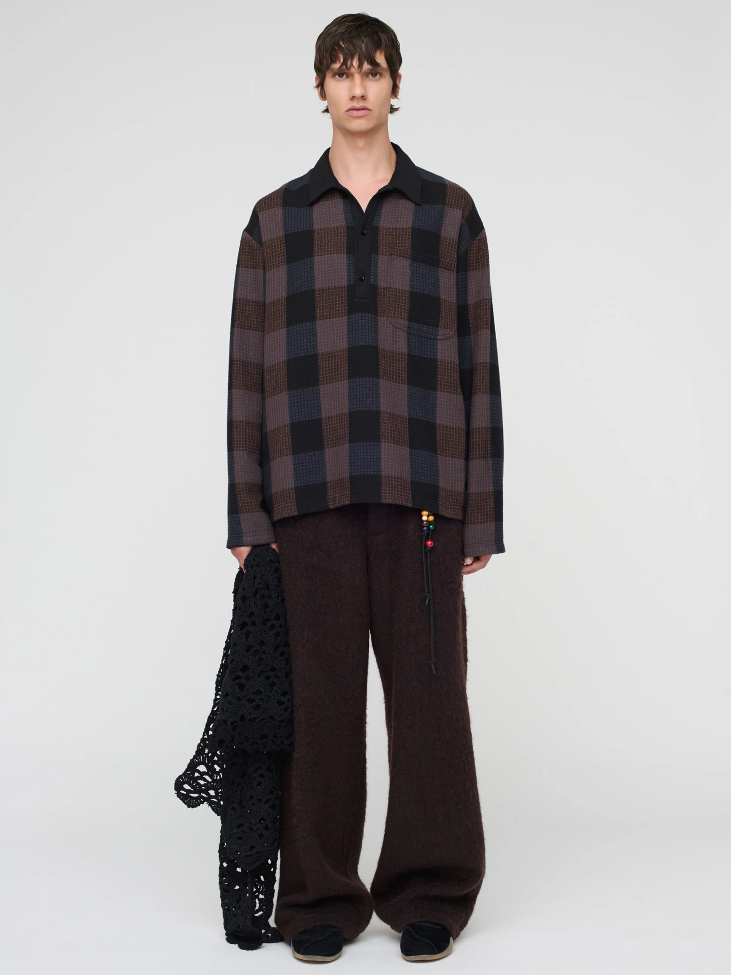 Лонгслив Song for the Mute L/S Polo Towel Check Black
