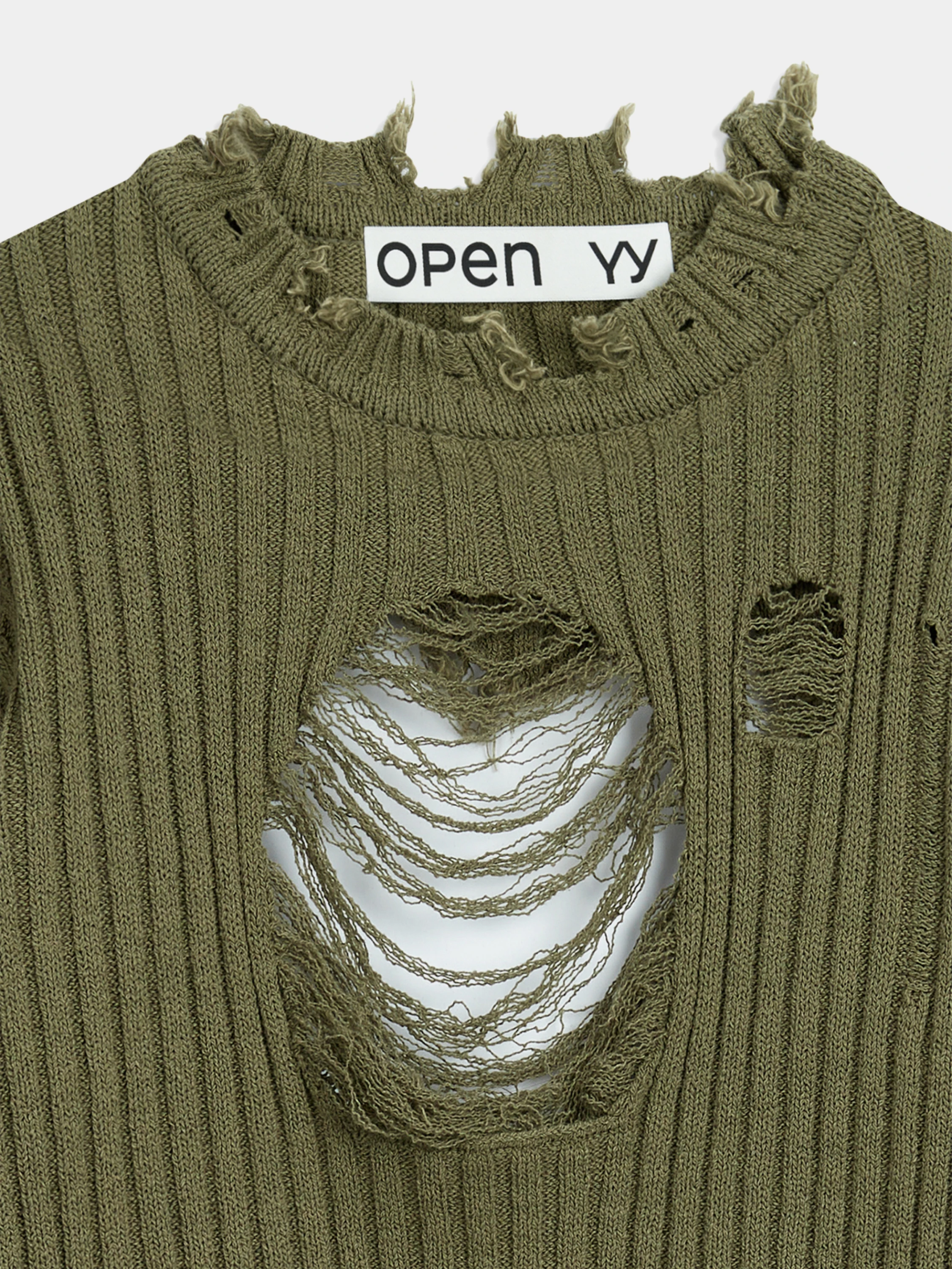 Женский свитер OPEN YY Damaged Heart Khaki