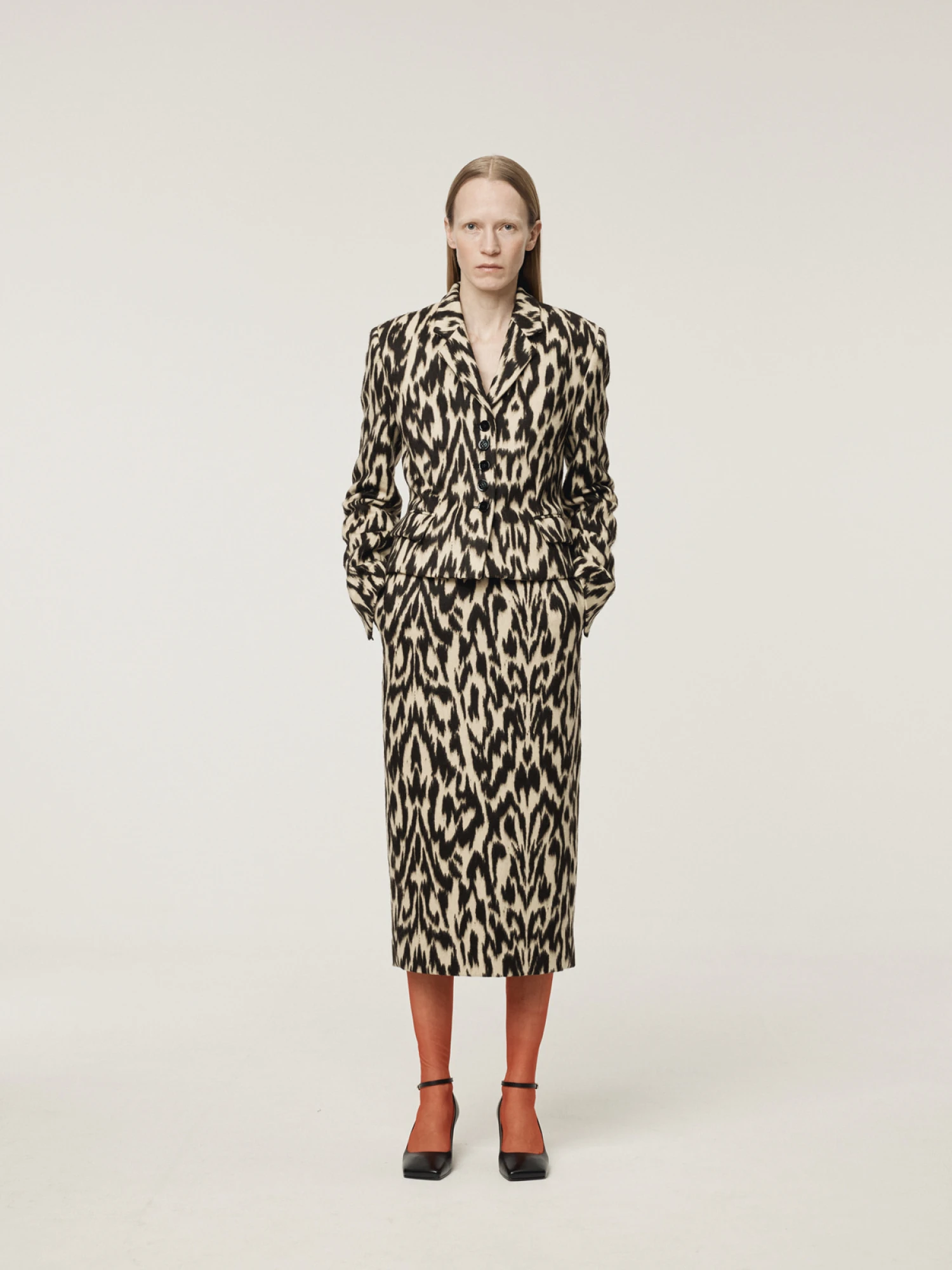 Женская юбка Recto Leopard Wool Midi Dark Brown