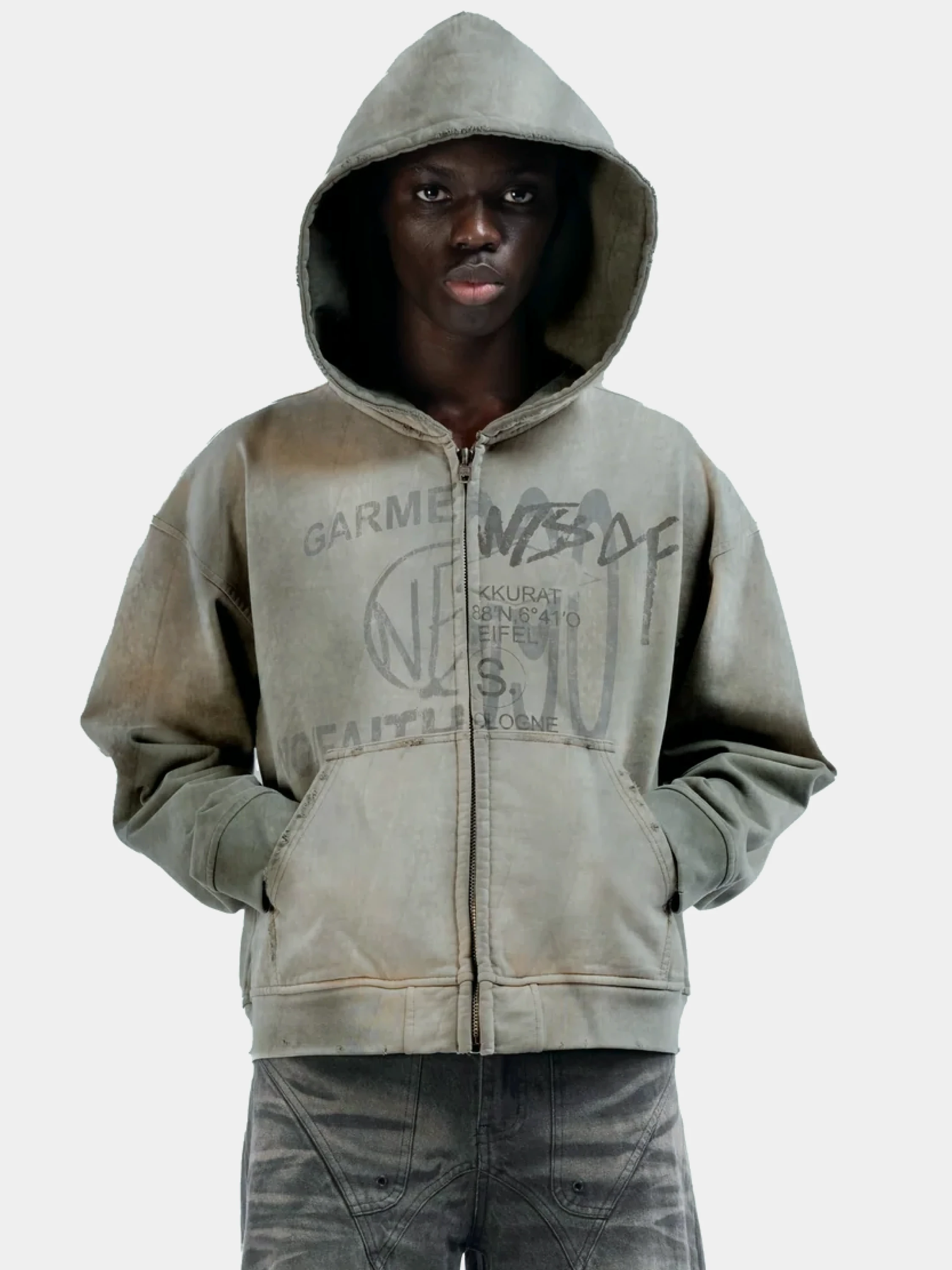 Зип-худи NO/FAITH STUDIOS Split Zip Jacket Green