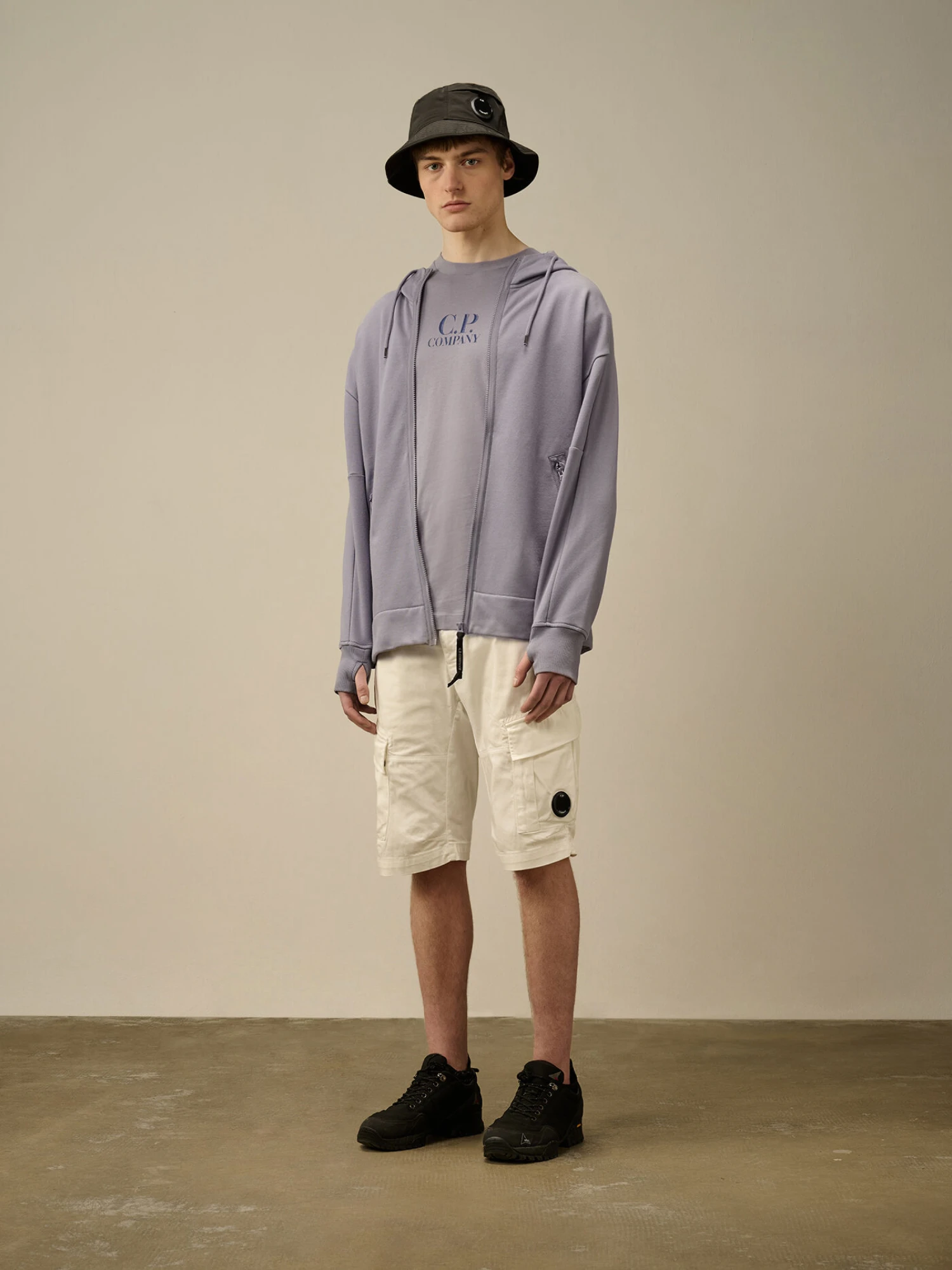 Зип-худи C.P. Company Diagonal Raised Fleece Goggle Lavender Violet