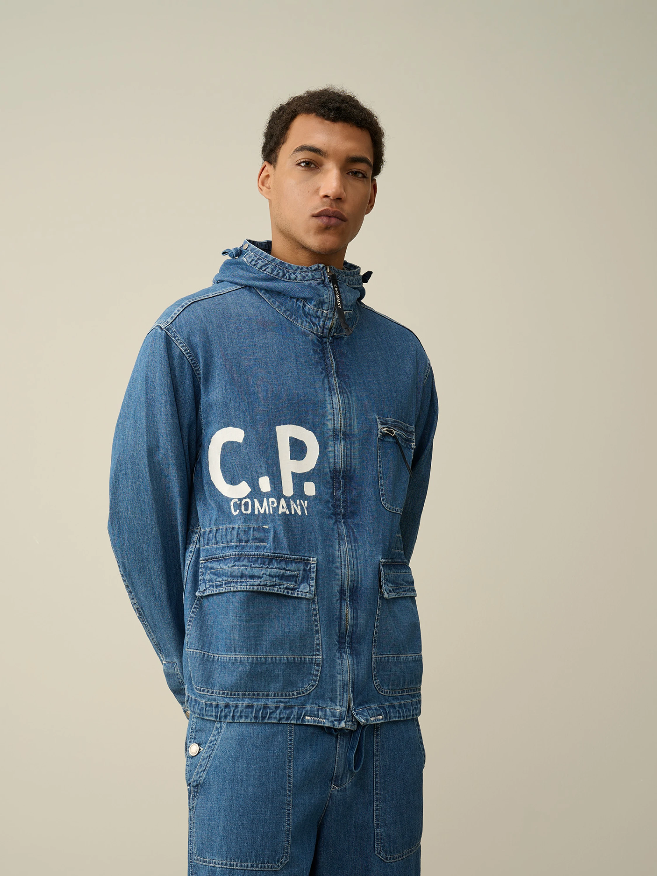 Джинсовая куртка C.P. Company Blue Goggle Stone Bleach