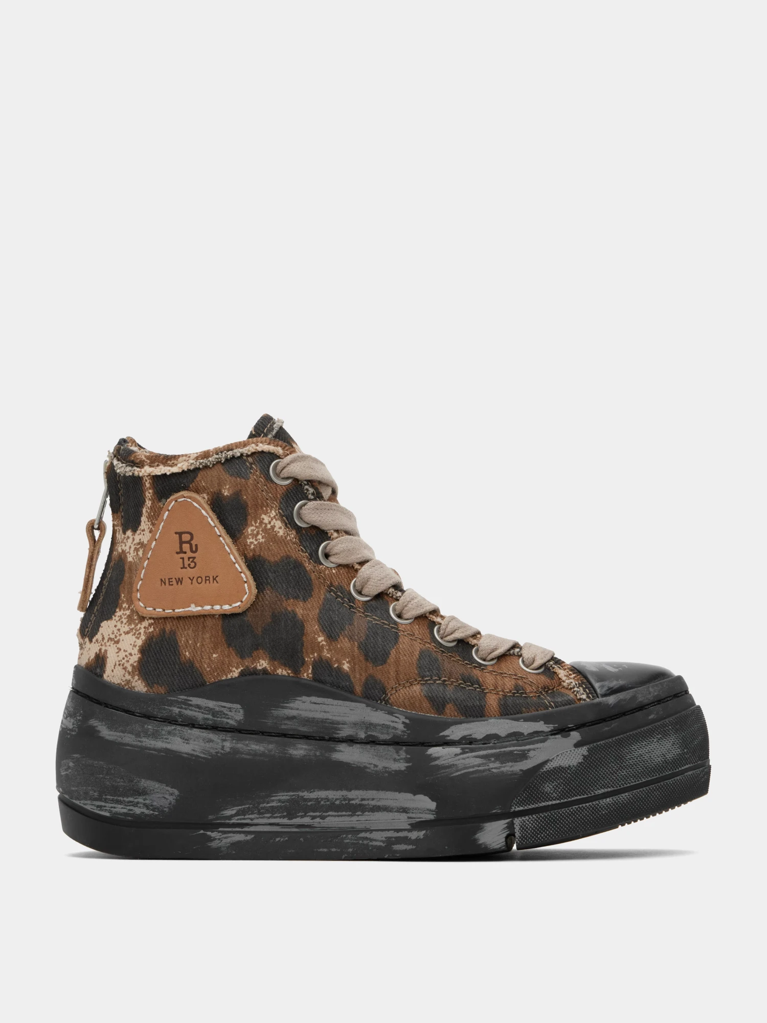 Женские Кеды R13 Kurt High Top Brown Leopard